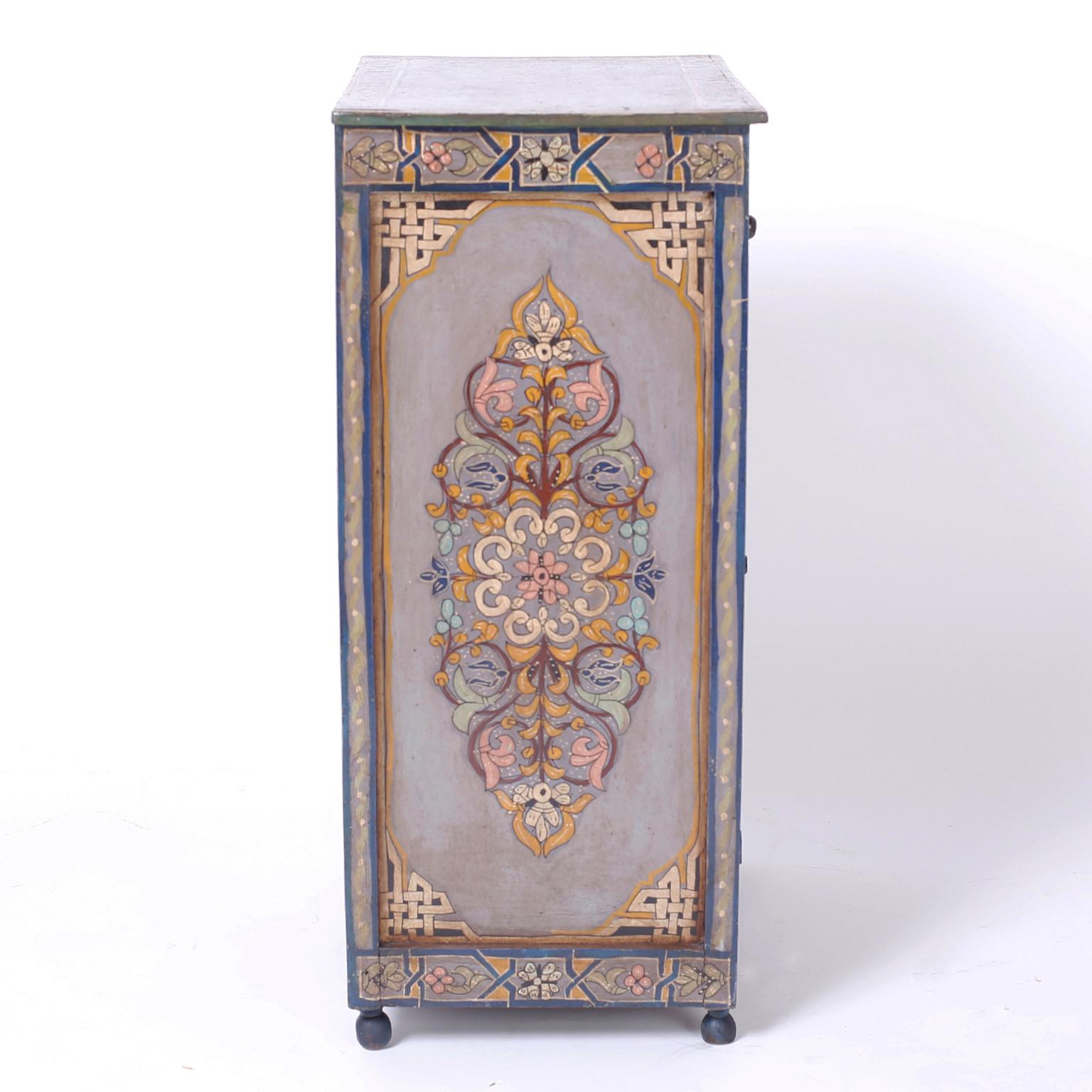 20th Century Pair of Moroccan Painted Cabinets