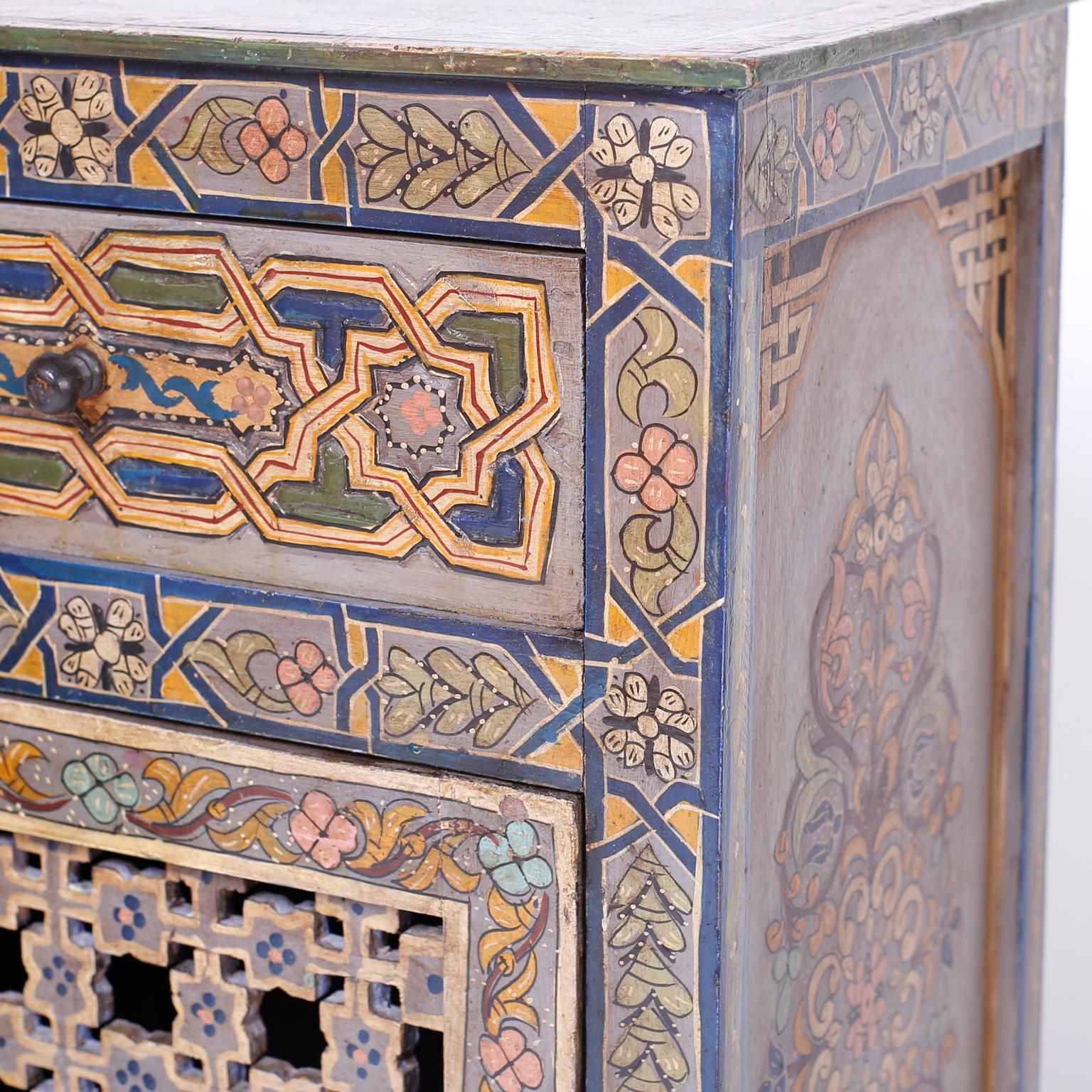 Pine Pair of Moroccan Painted Cabinets