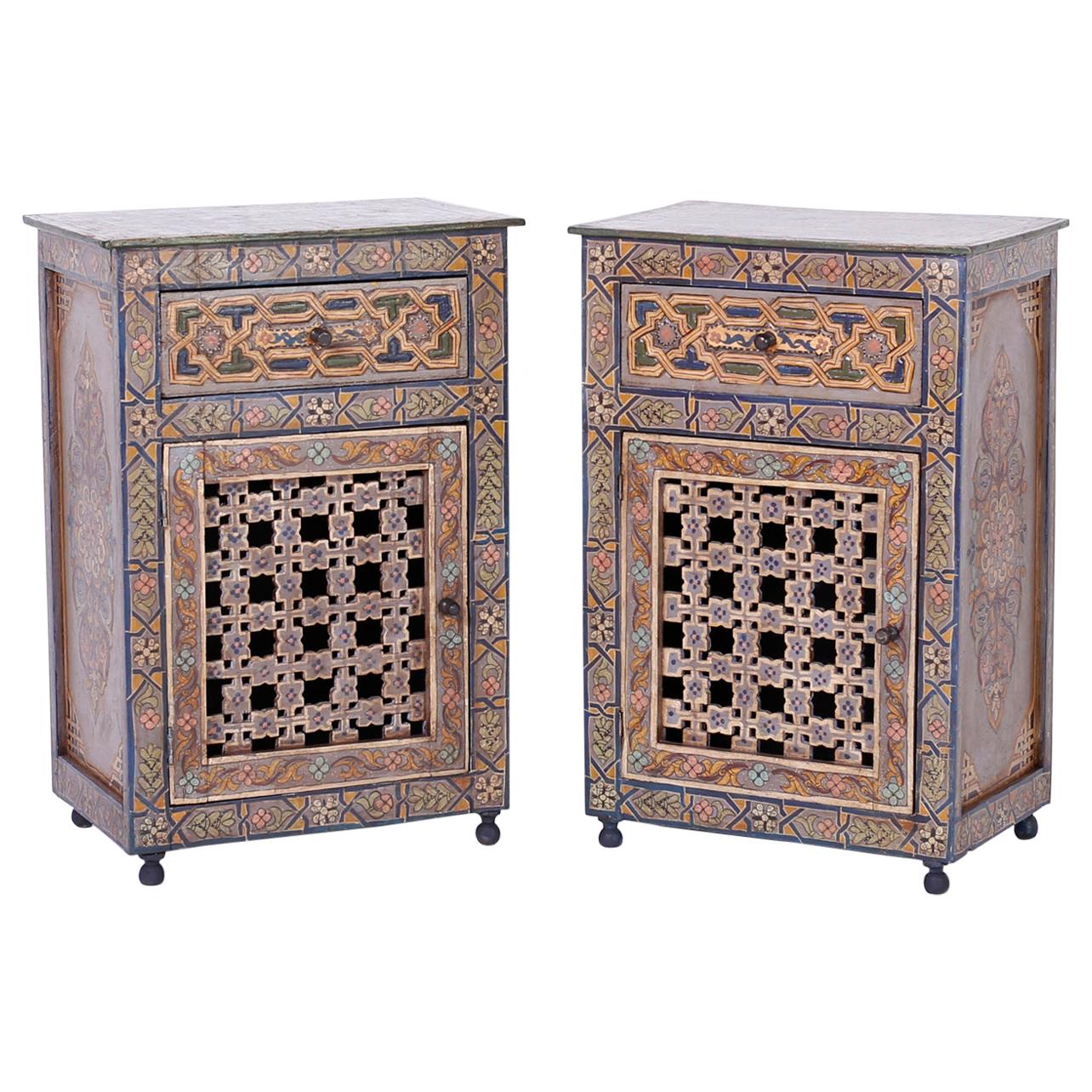 Pair of Moroccan Painted Cabinets