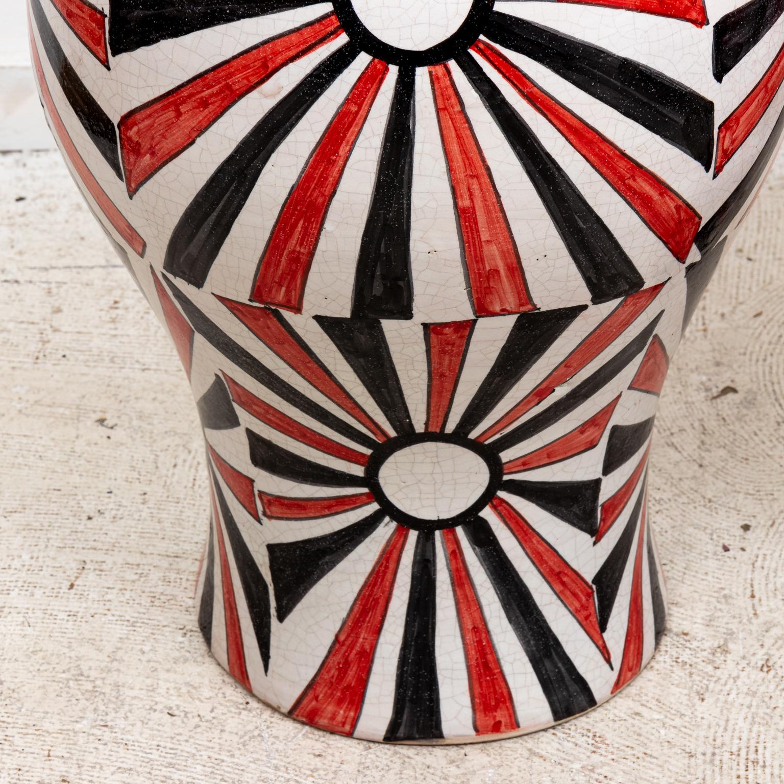 Painted Pair of Moroccan Red Jars with Lids For Sale