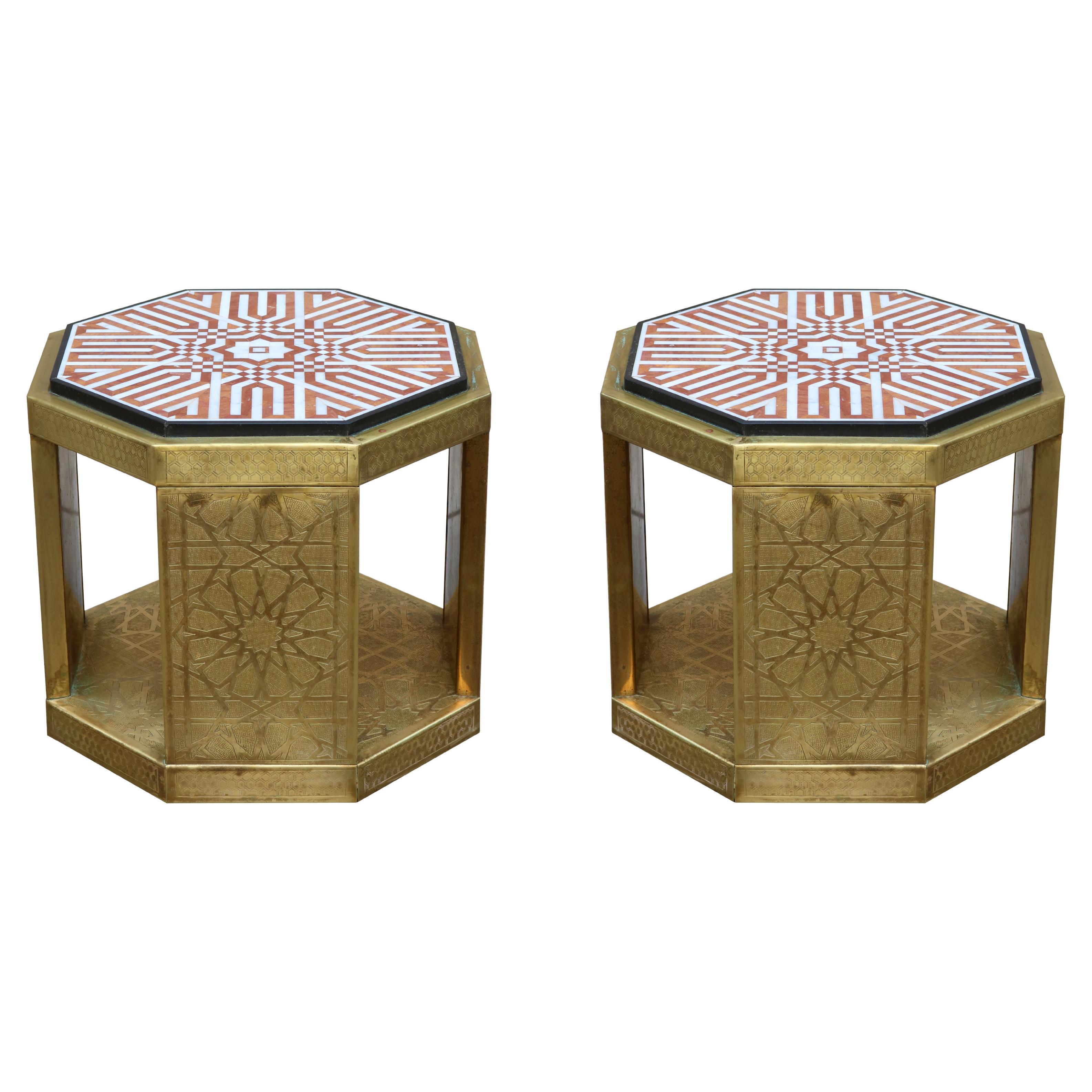 Pair of Moroccan Style Side Tables For Sale
