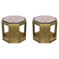 Retro Pair of Moroccan Style Side Tables