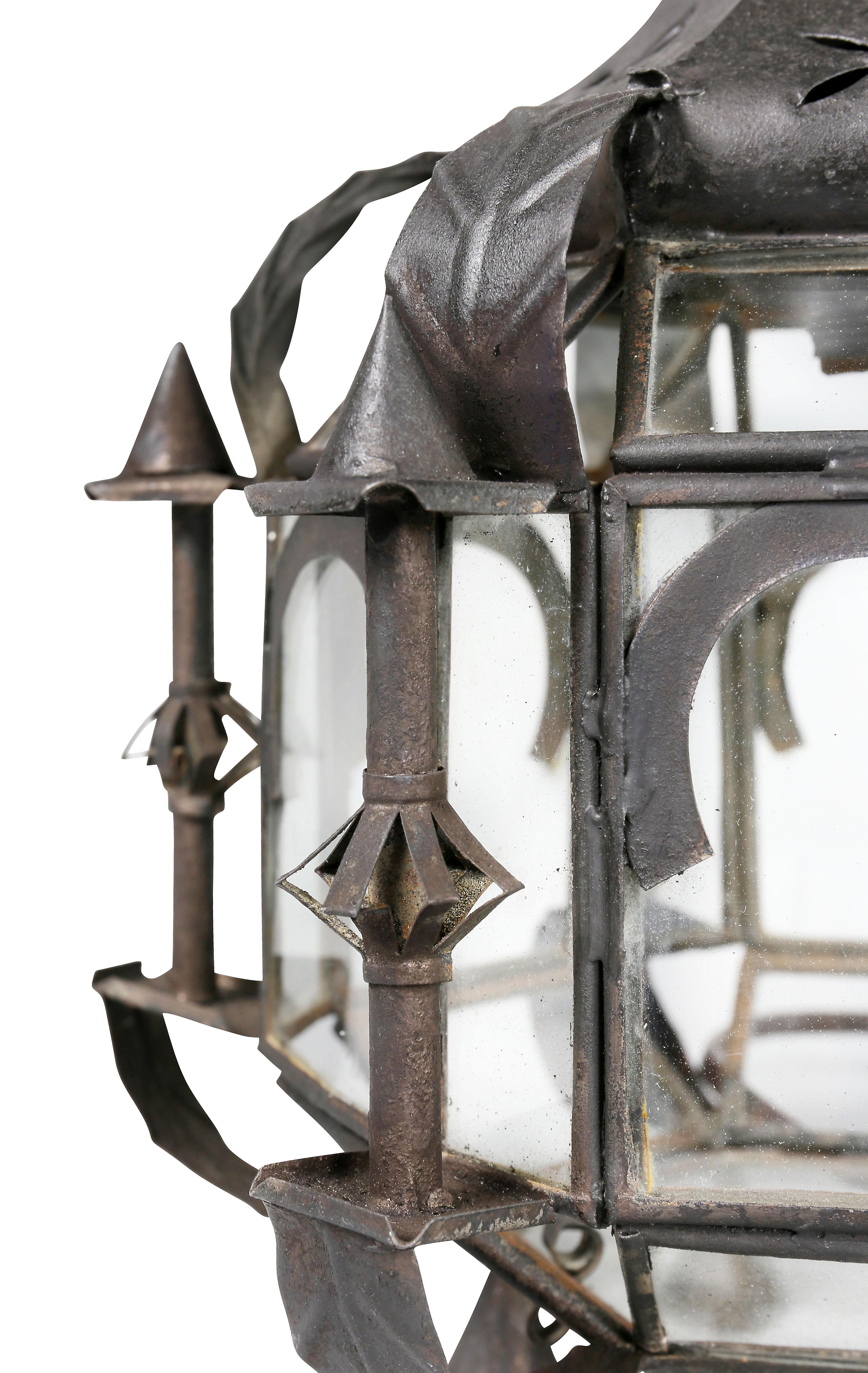 Pair of Moroccan Tole Hall Lanterns In Good Condition In Essex, MA