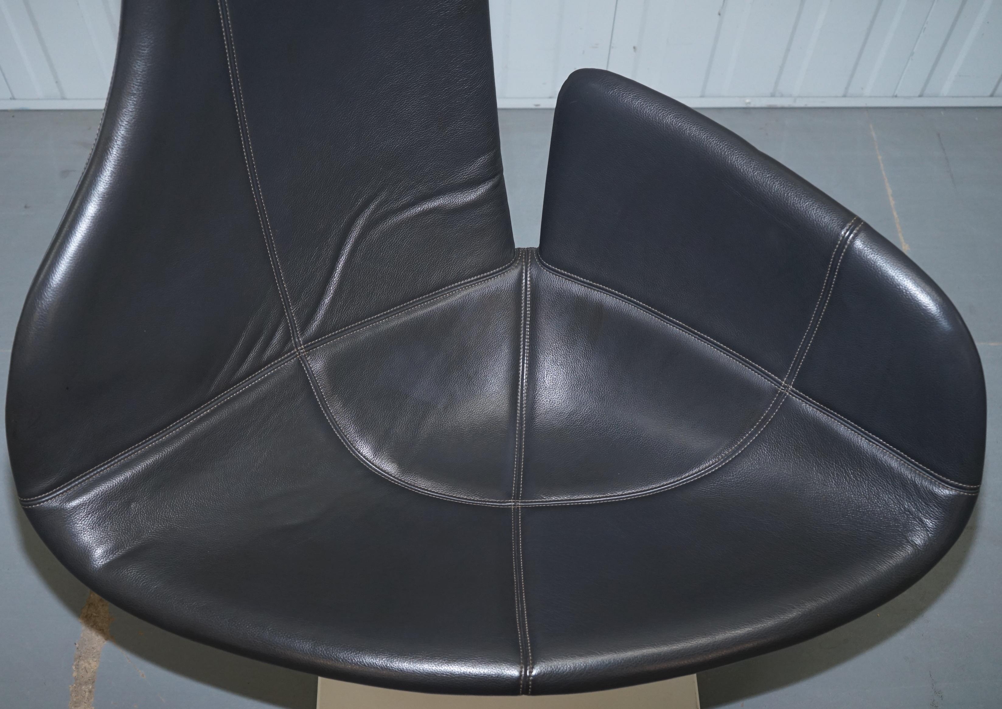 Pair of Moroso Fjord Leather Swivel Armchairs for Patrizia Urguiola 10