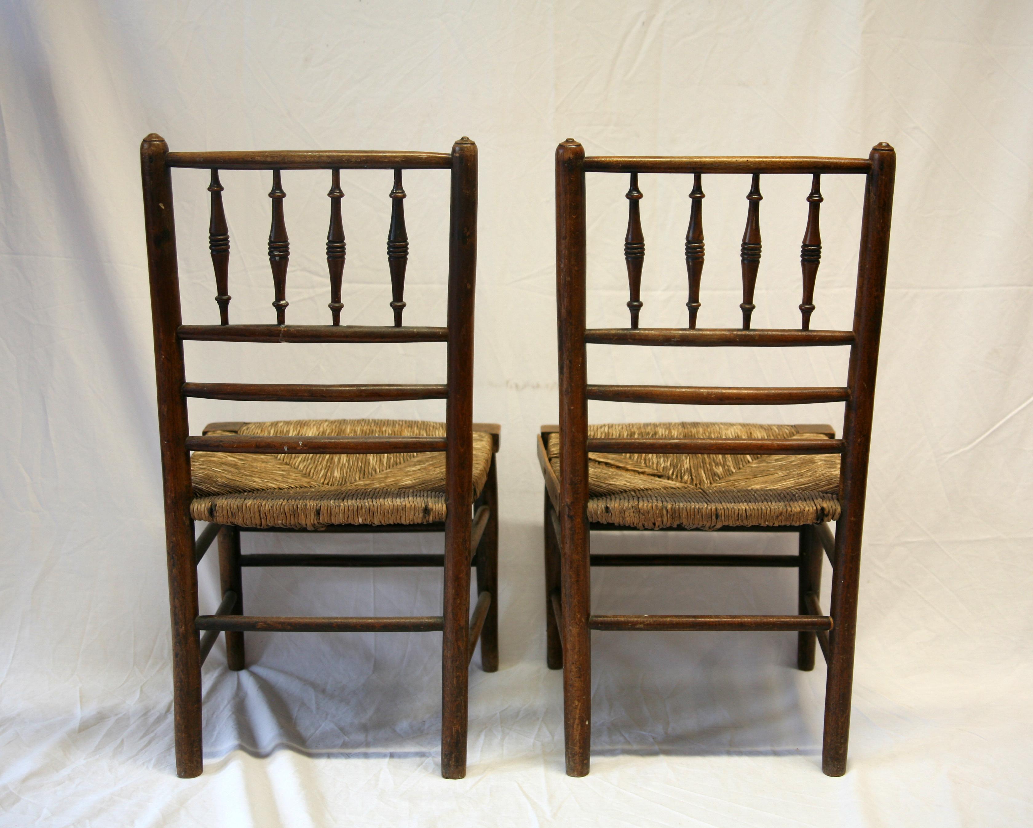 Pair of Morris & Co Childrens Rush Seats, circa 1900 In Good Condition In Perth, GB