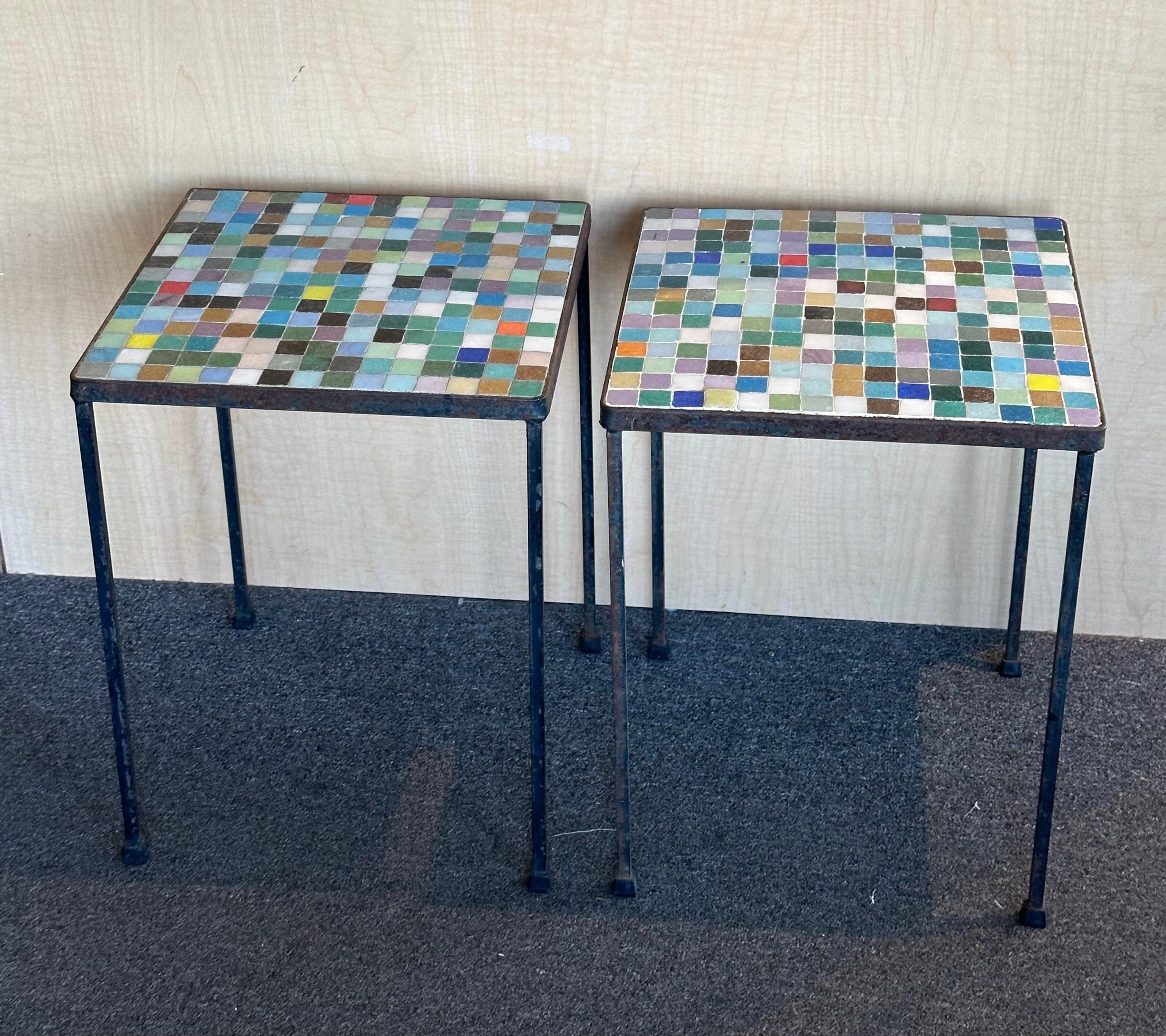 Pair of Mosaic Italian Art Glass Side Tables 5