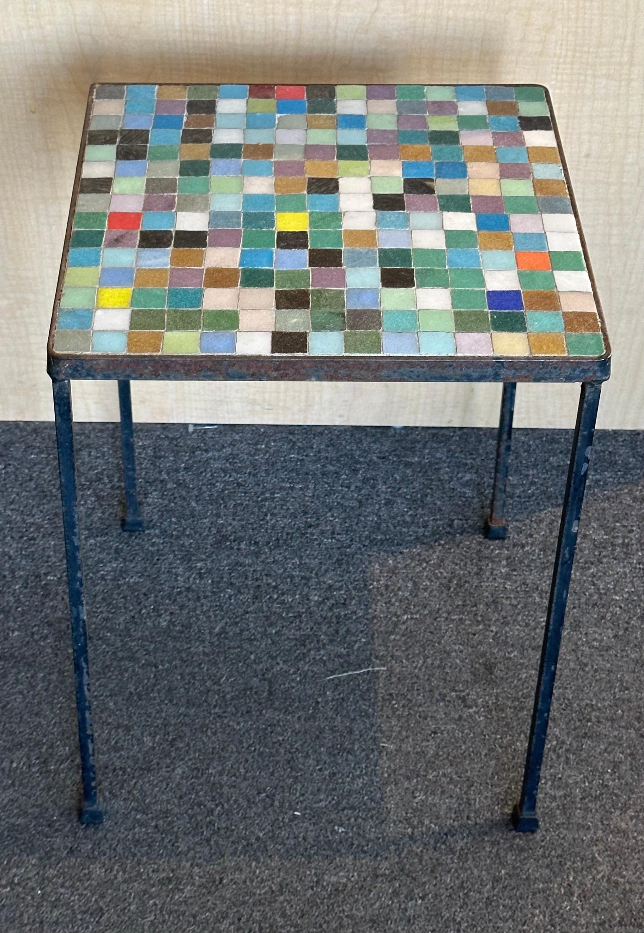 Pair of Mosaic Italian Art Glass Side Tables 7