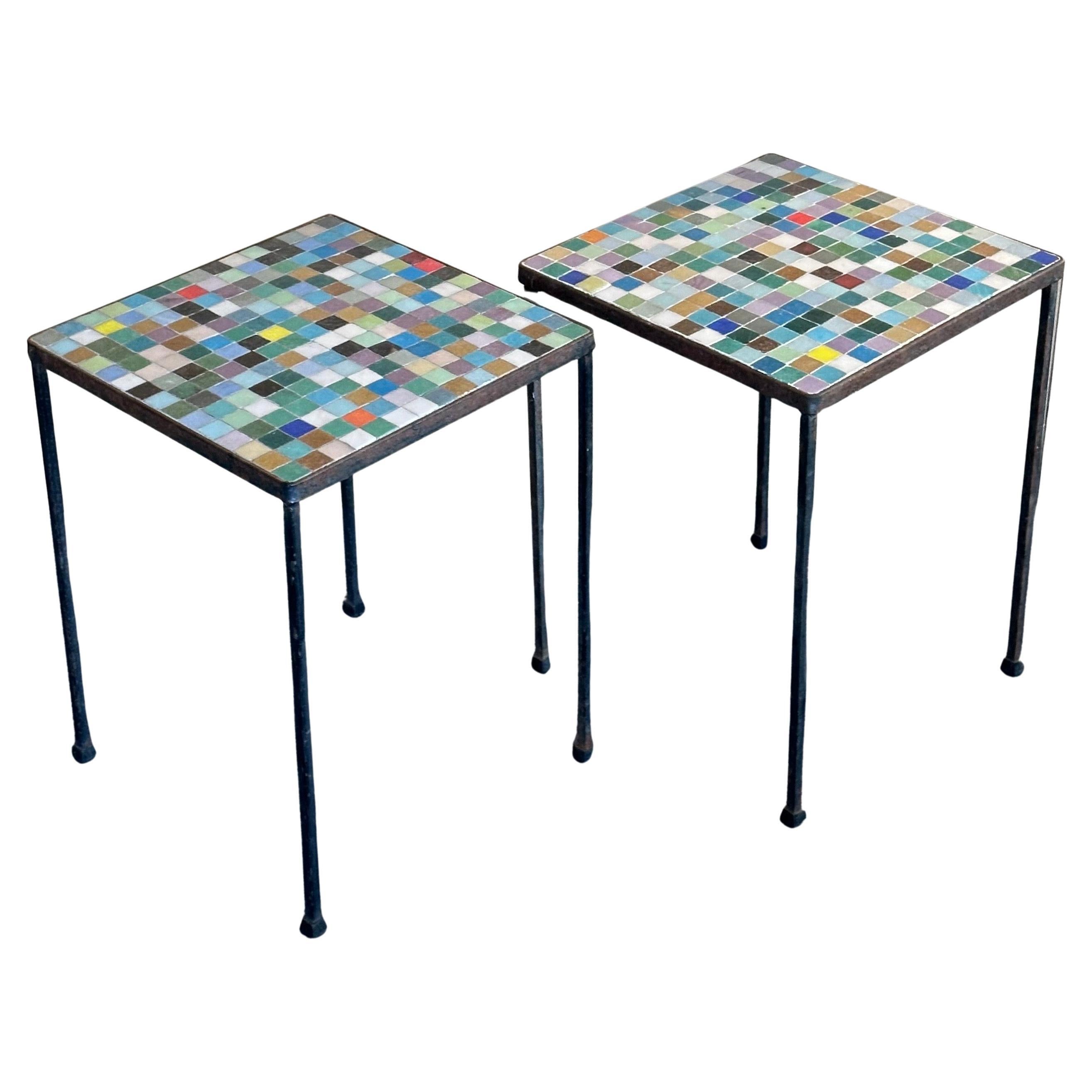 Pair of Mosaic Italian Art Glass Side Tables 10