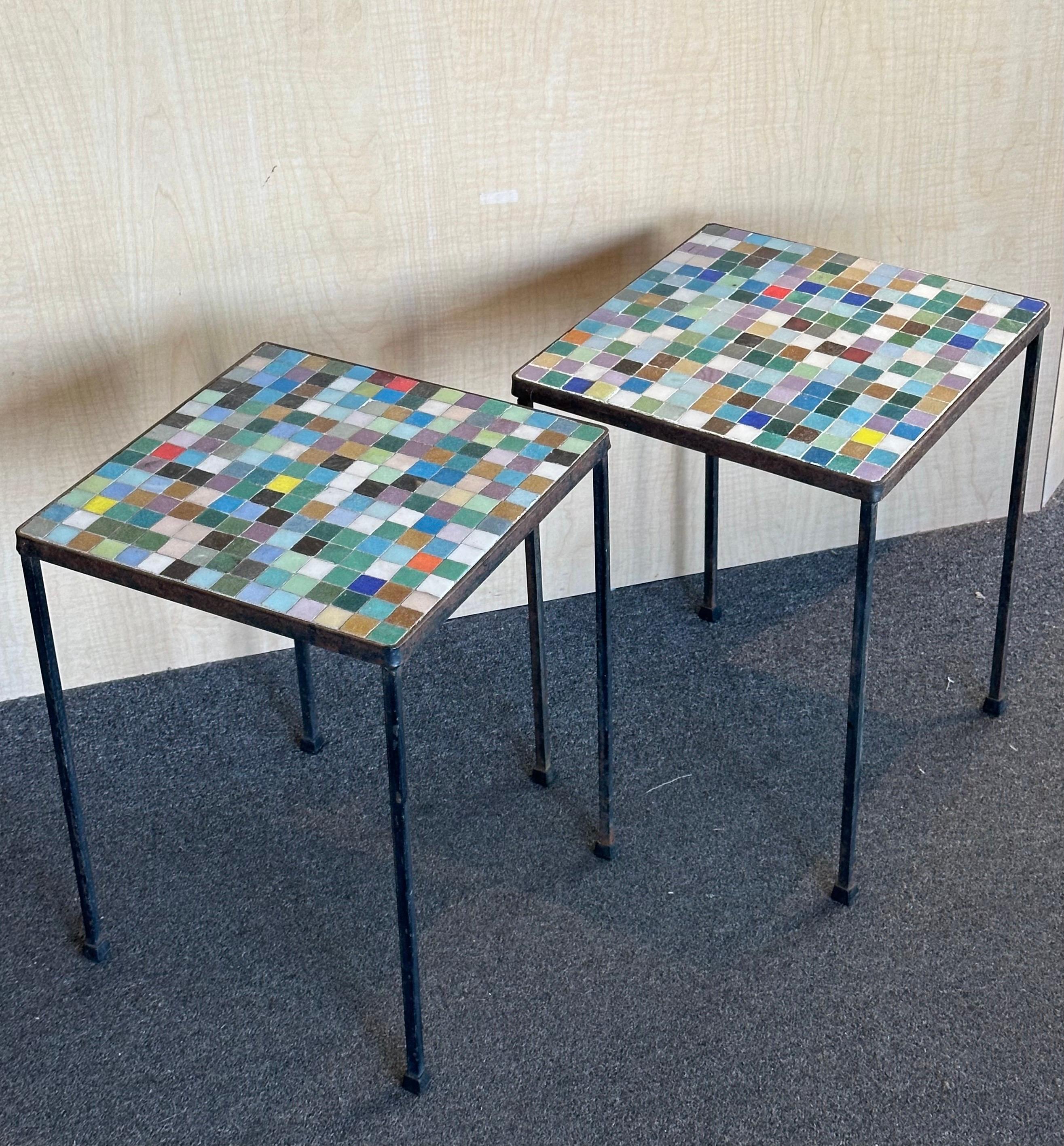 Pair of Mosaic Italian Art Glass Side Tables 2