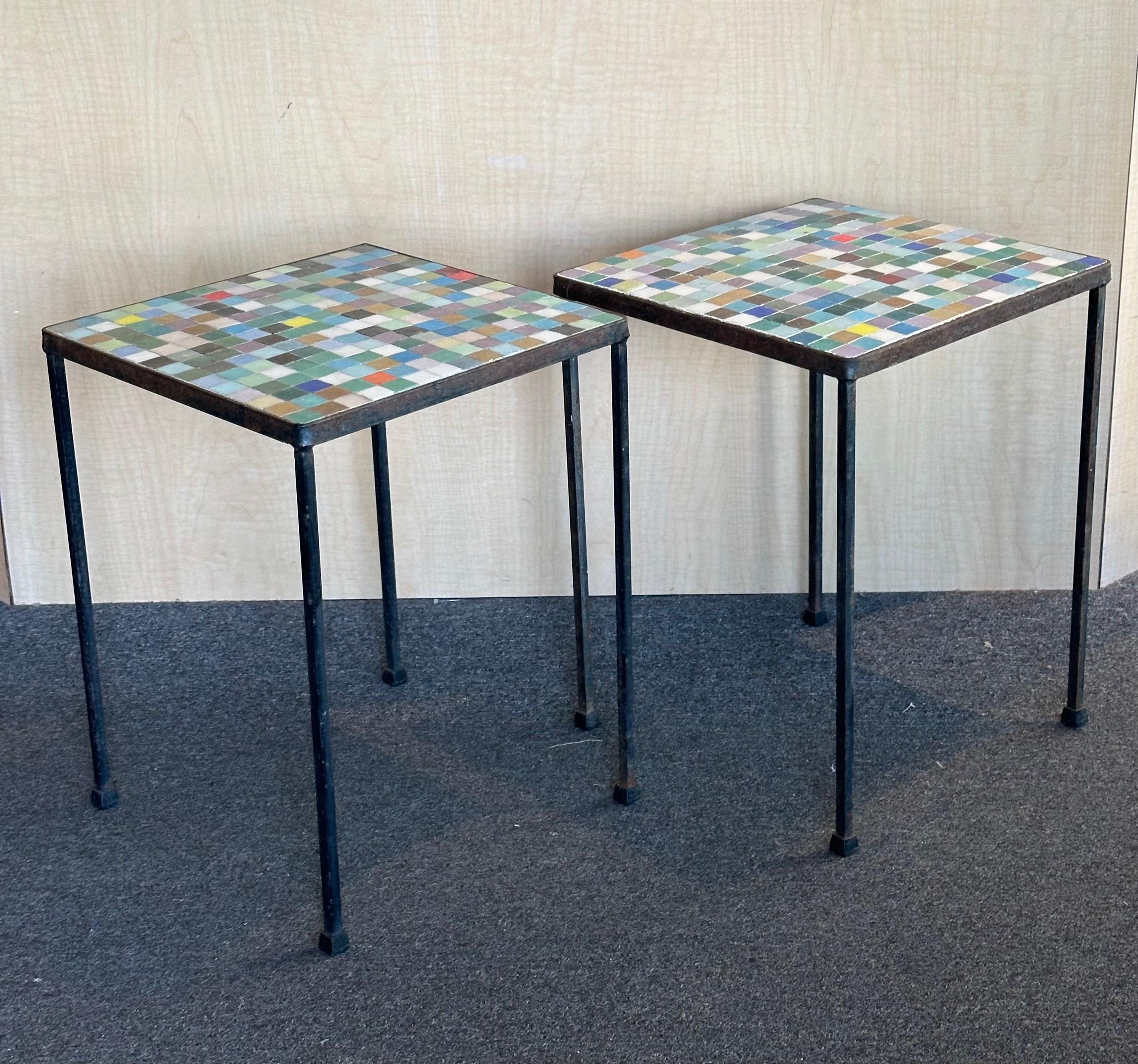 Pair of Mosaic Italian Art Glass Side Tables 3