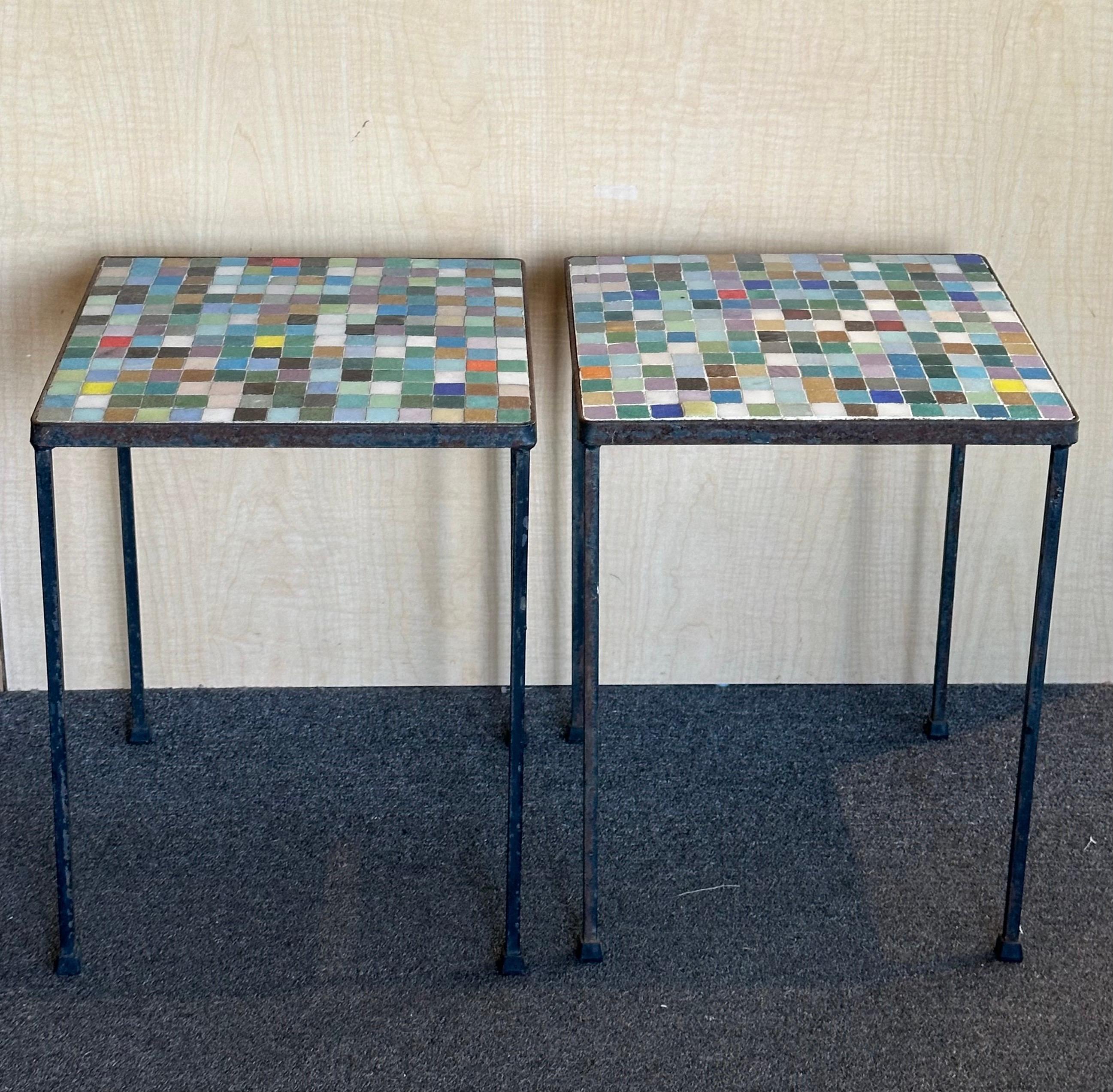 Pair of Mosaic Italian Art Glass Side Tables 4