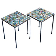 Pair of Mosaic Italian Art Glass Side Tables