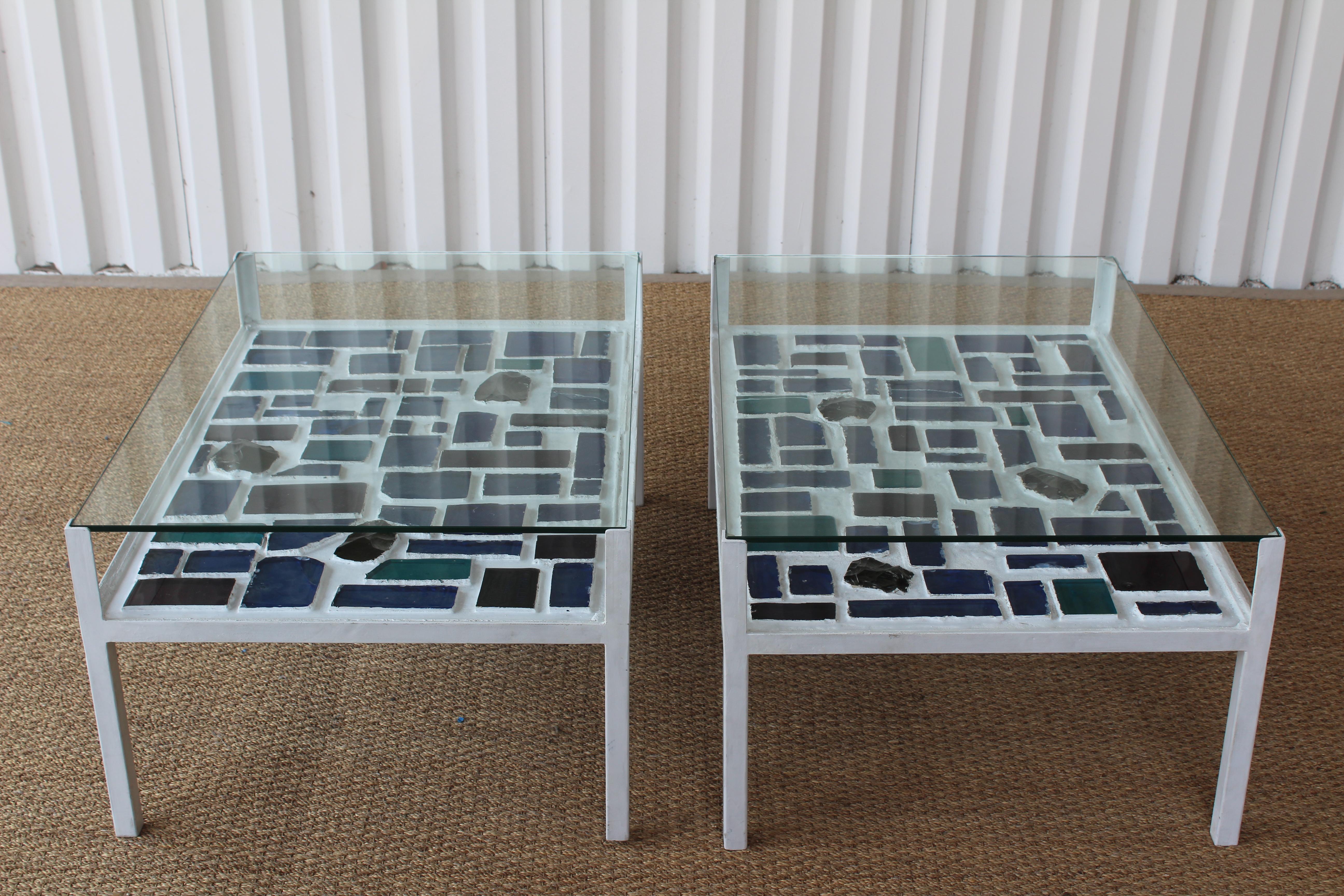 Pair of Mosaic Steel and Glass Coffee Tables by M. Mellini, Italy, 1974 For Sale 5