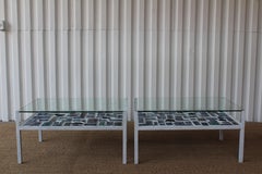 Pair of Mosaic Steel and Glass Coffee Tables by M. Mellini, Italy, 1974