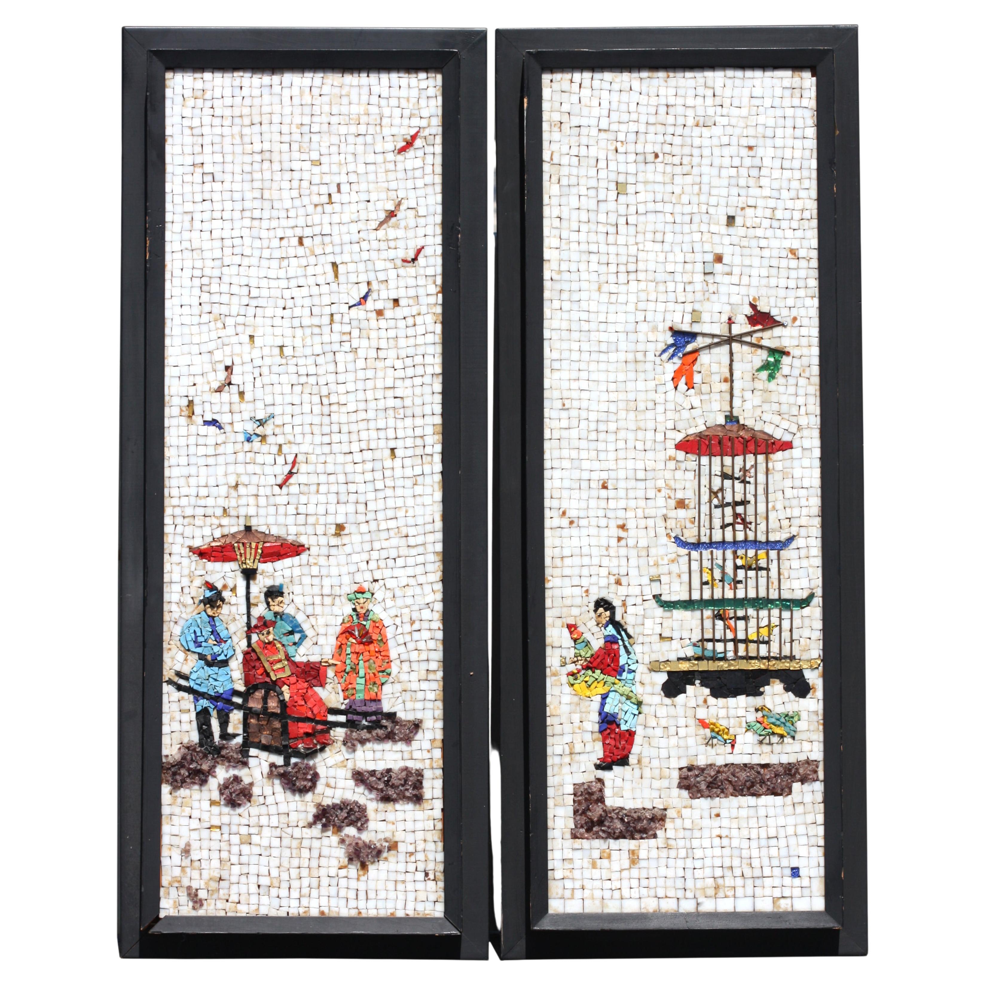 Pair of Mosaic Tile Panels