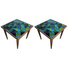 Pair of Mosaic Top Side Tables by Georges Briard