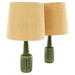 Retro Pair of Moss green Table Lamps DL/21 by Linnemann-Schmidt for Palshus, 1960's
