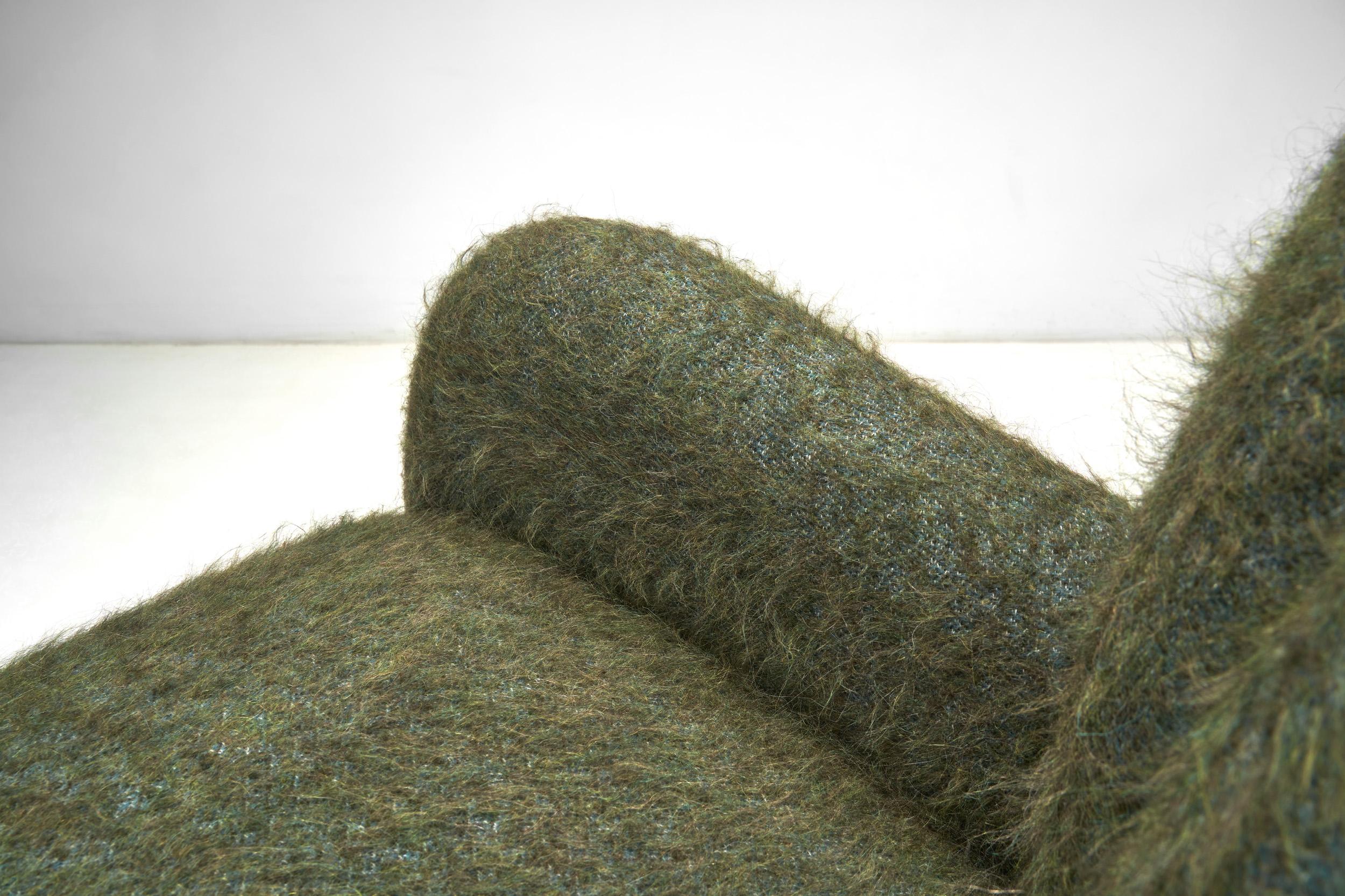 Pair of Moss Green Upholstered Armchairs, Europe 20th Century 5