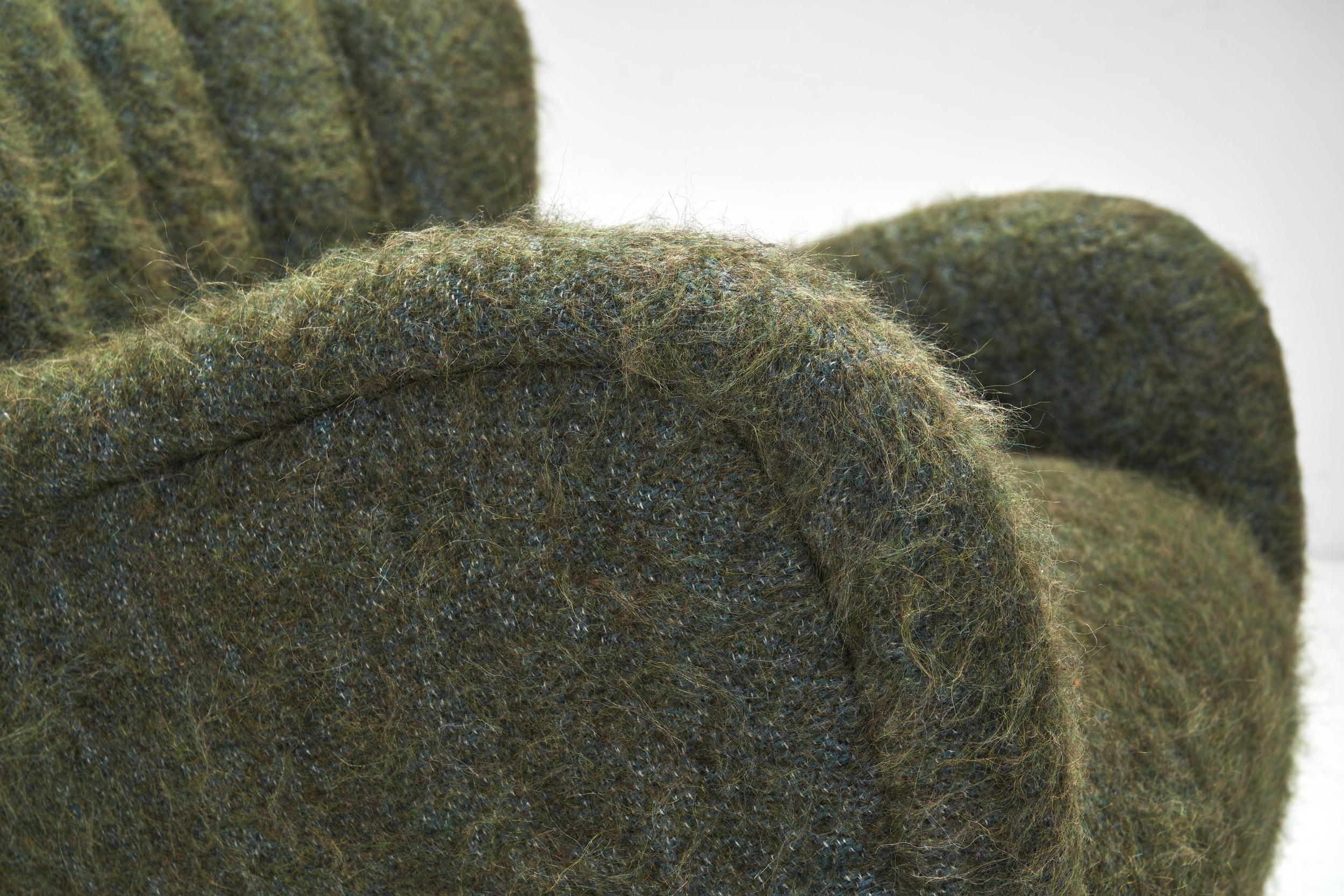 Pair of Moss Green Upholstered Armchairs, Europe 20th Century 6