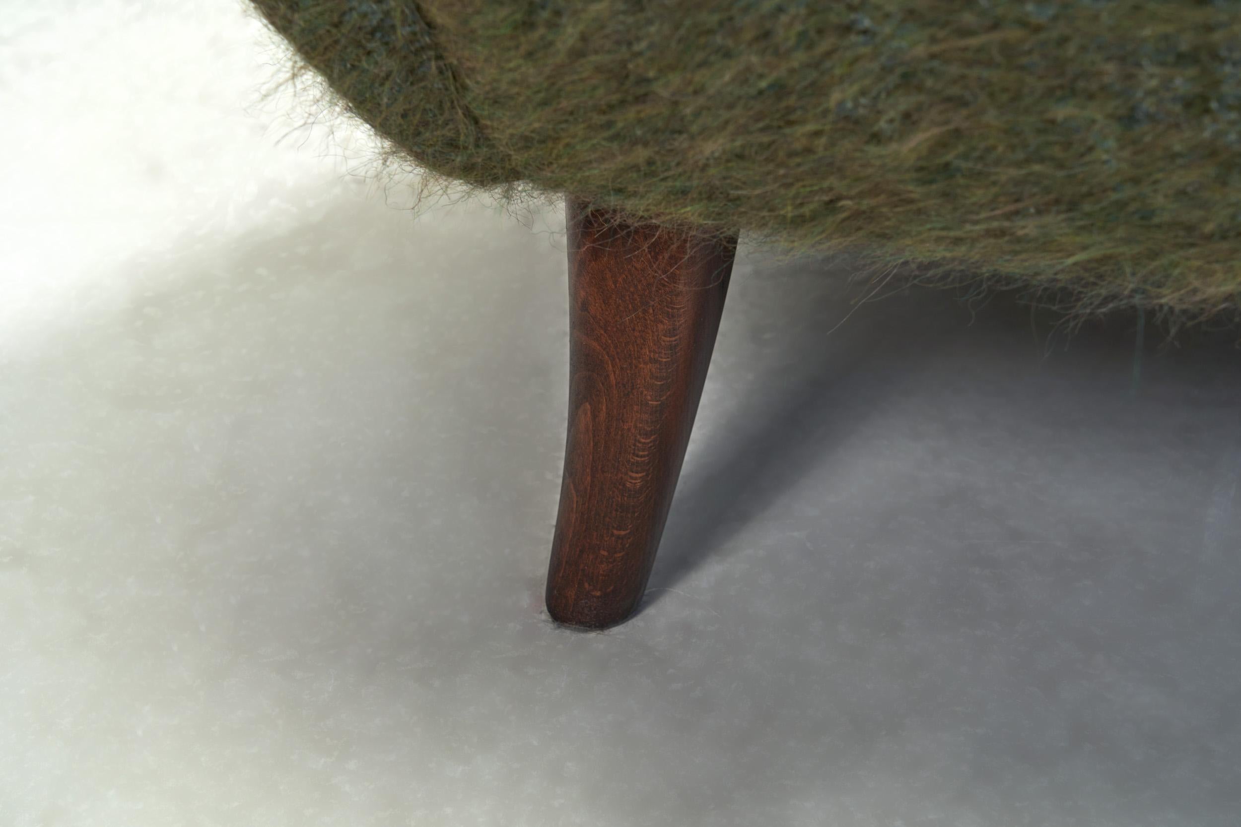Pair of Moss Green Upholstered Armchairs, Europe 20th Century 10