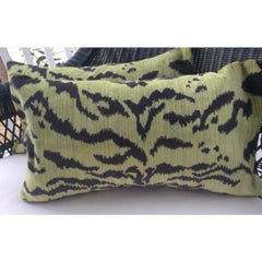 Pair of Moss Scalamandre "Le Tigre" Lumbar Down Pillows