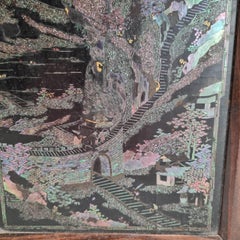 Pair of Mother- of- Pearl Inlaid Laquer Table Screens Qing Dynasty, 18th Century