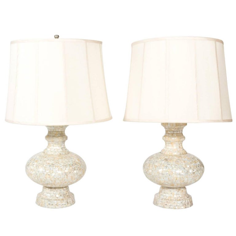 Pair of MotherofPearl Lamps For Sale at 1stDibs