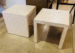 Pair of Mother of Pearl Oscar De La Renta Side Tables