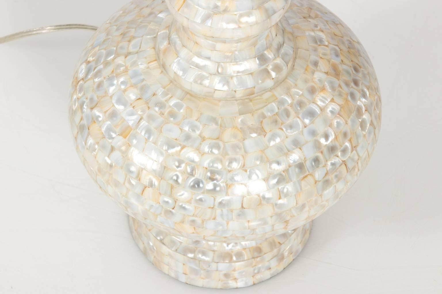 Pair of Mother-of-Pearl Lamps For Sale 4