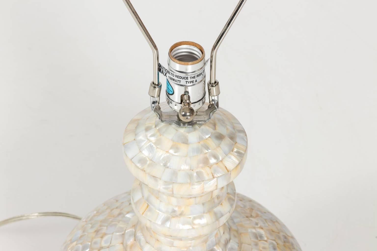 Pair of Mother-of-Pearl Lamps For Sale 5
