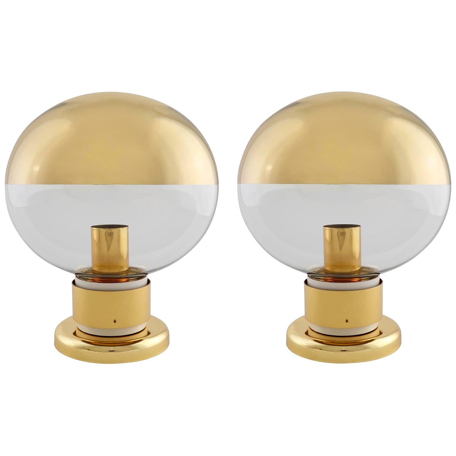 Pair of Motoko Ishii Brass Lights, Staff Leuchten, 1970s