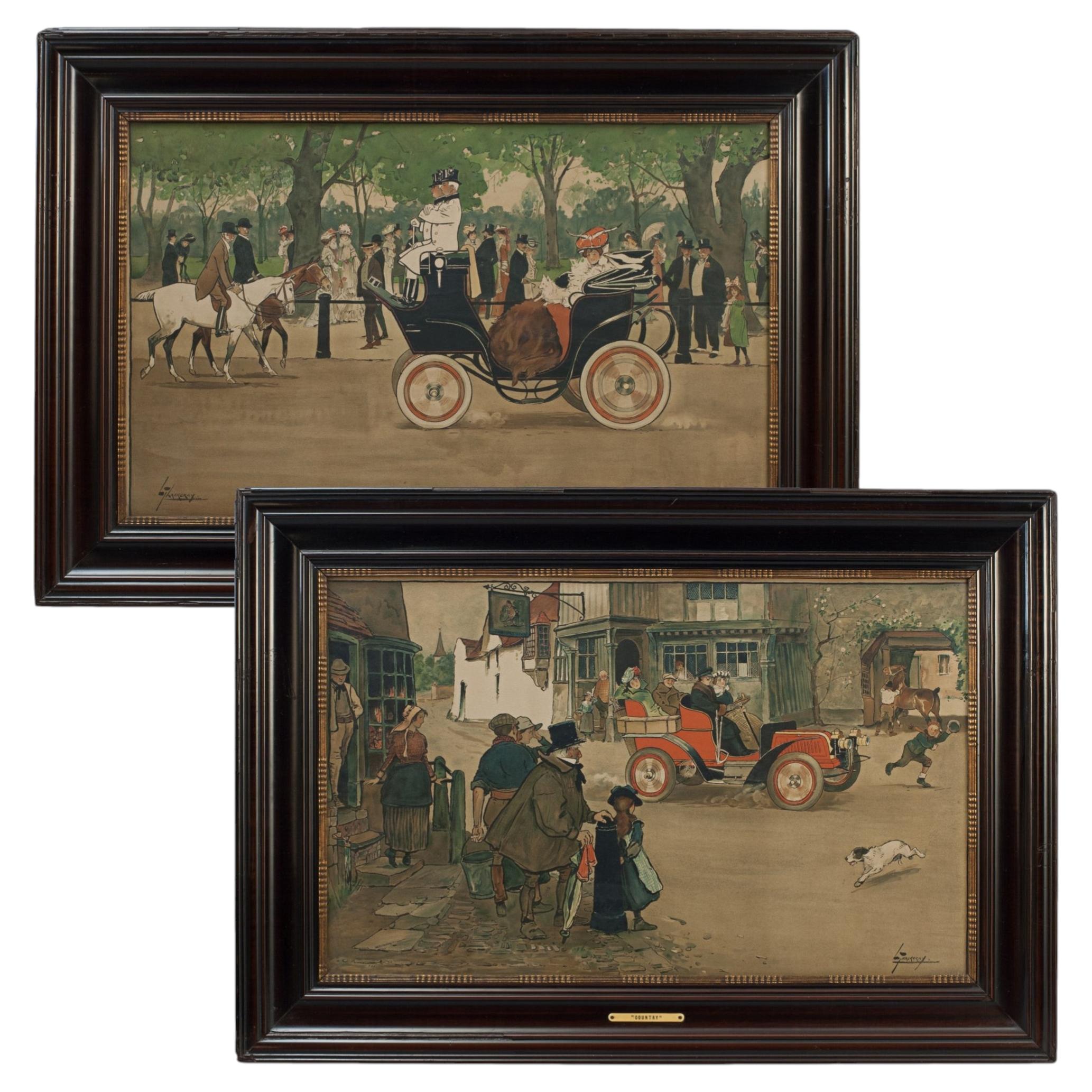 Pair Of Motoring Prints By Thackerey For Sale