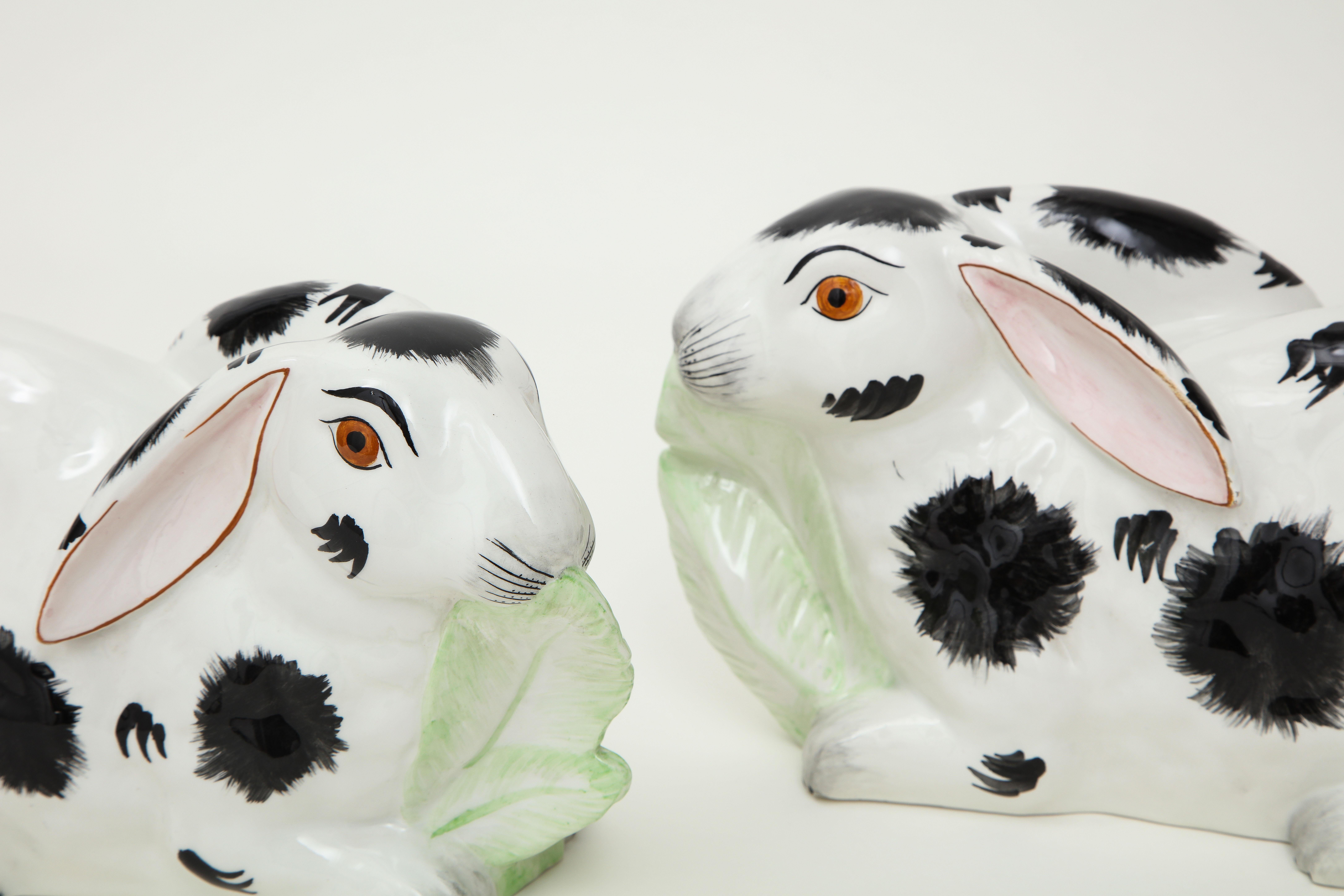 Pair of Mottahedeh Black and White Porcelain Rabbits 3