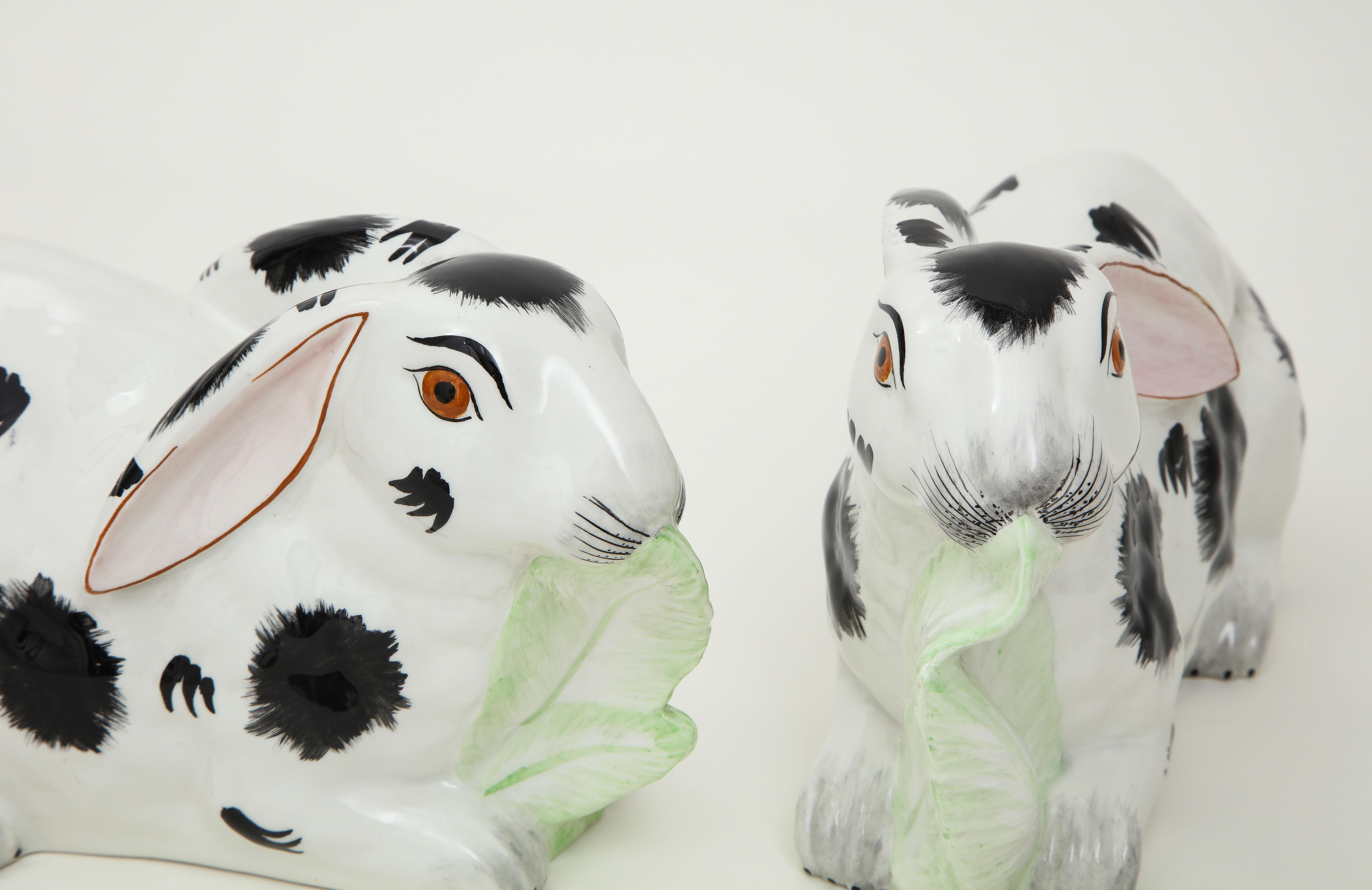 Pair of Mottahedeh Black and White Porcelain Rabbits 4