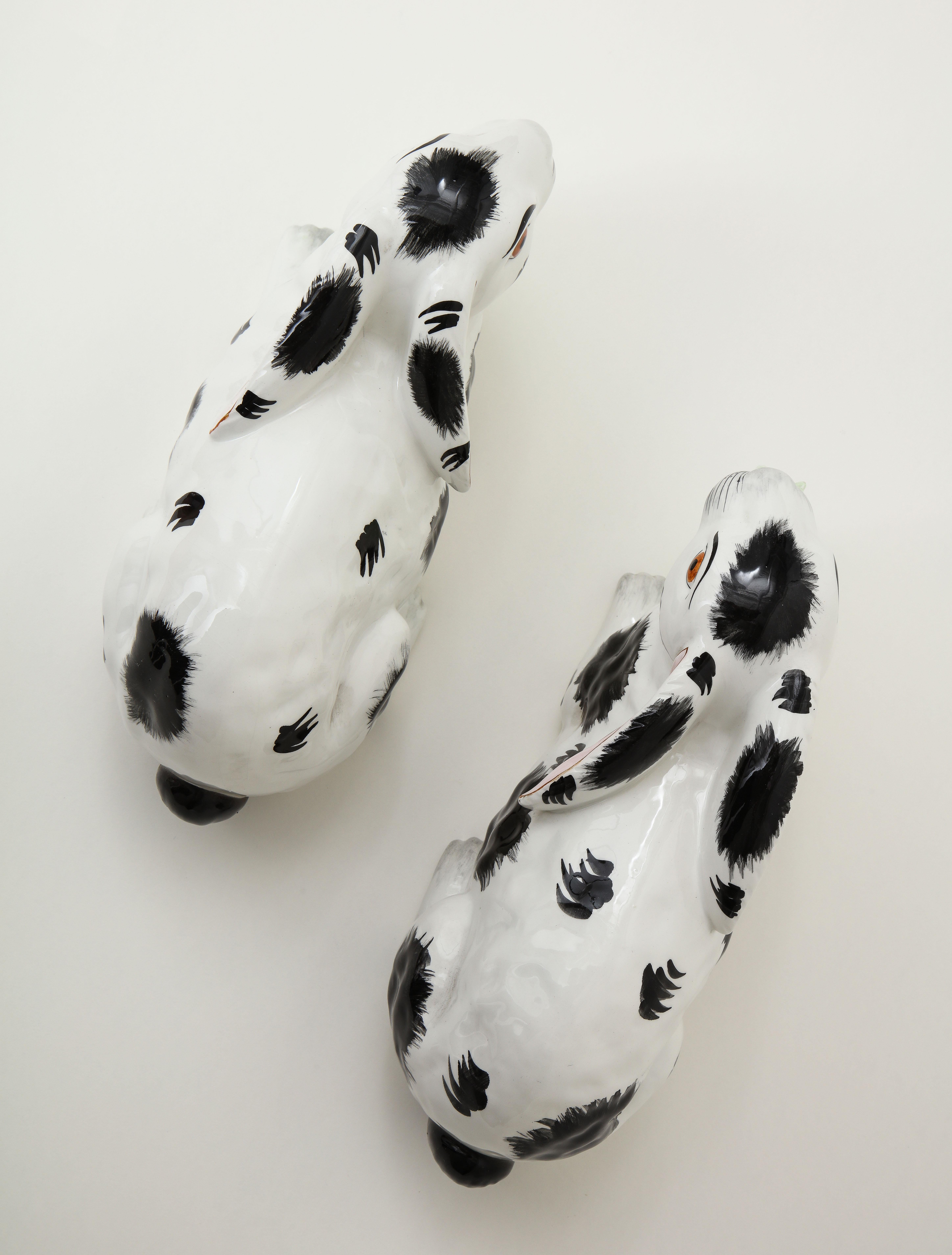 Pair of Mottahedeh Black and White Porcelain Rabbits 2