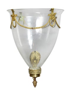 Pair of Mottehedah Glass and Metal Wall Mounted Hurricane Shades