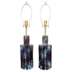 Pair of mottled ceramic table lamps