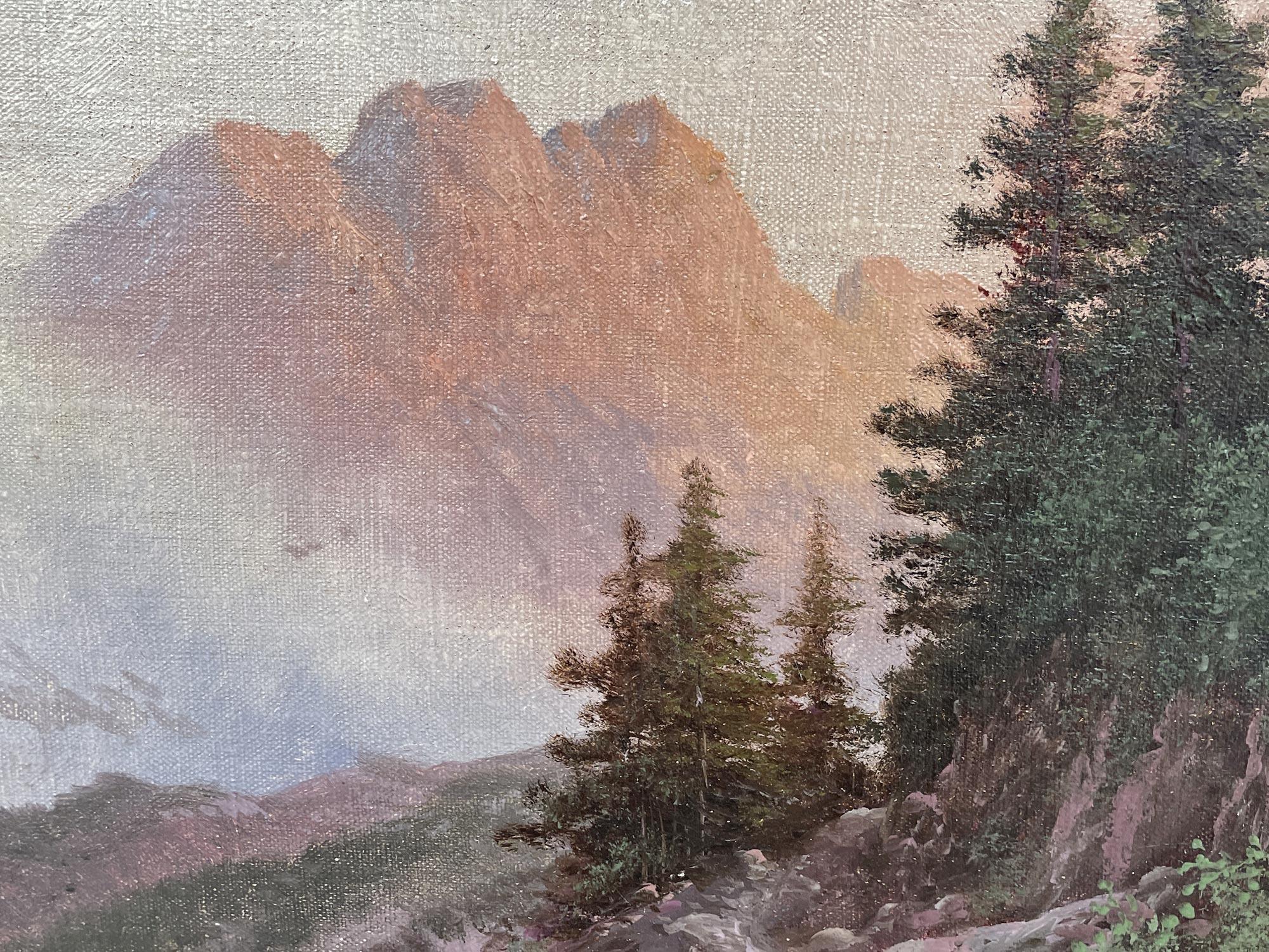 pair of mountain landscape paintings by Henry Marko - 1890 For Sale 7