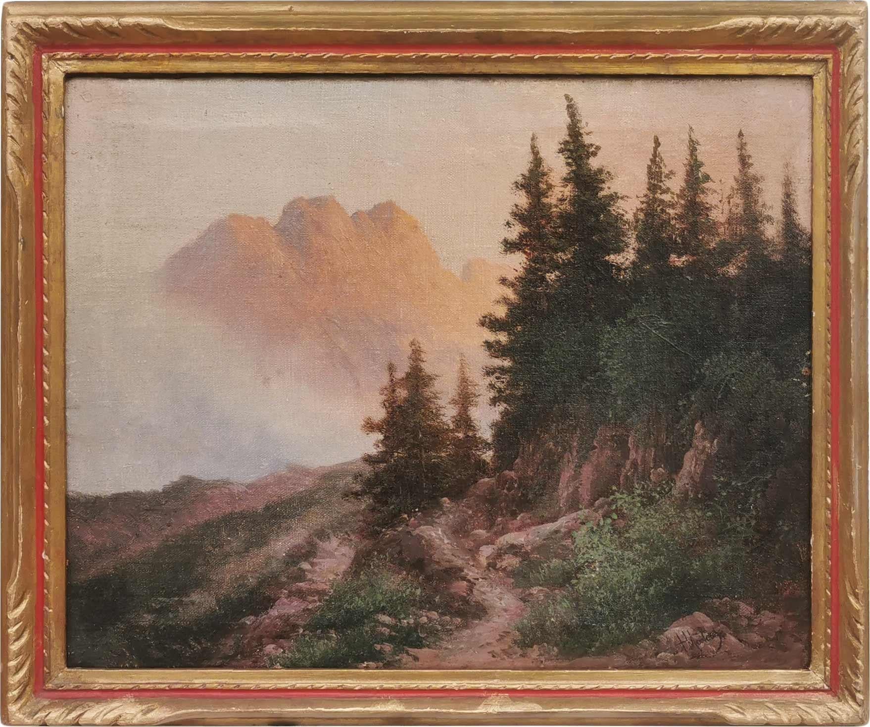 pair of mountain landscape paintings by Henry Marko - 1890 For Sale 10