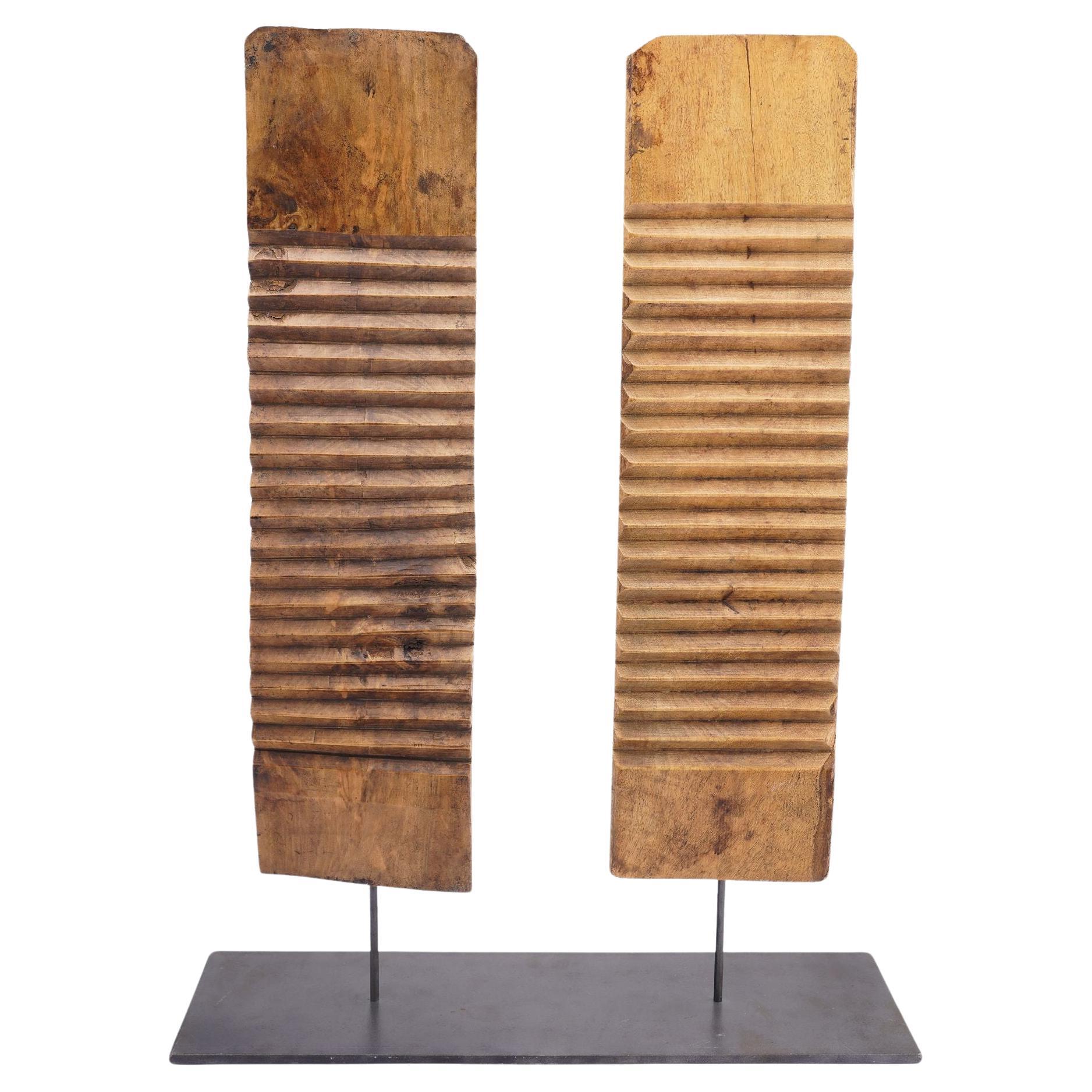 Pair of mounted Chinese hardwood wash boards, 1850's