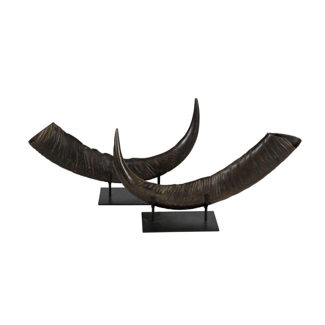 A decorative pair of large and impressive mounted horns.