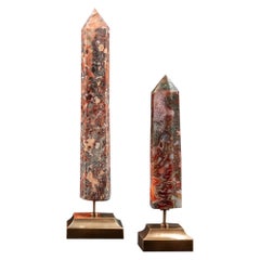 Pair of Mounted Obelisks – Money Agate