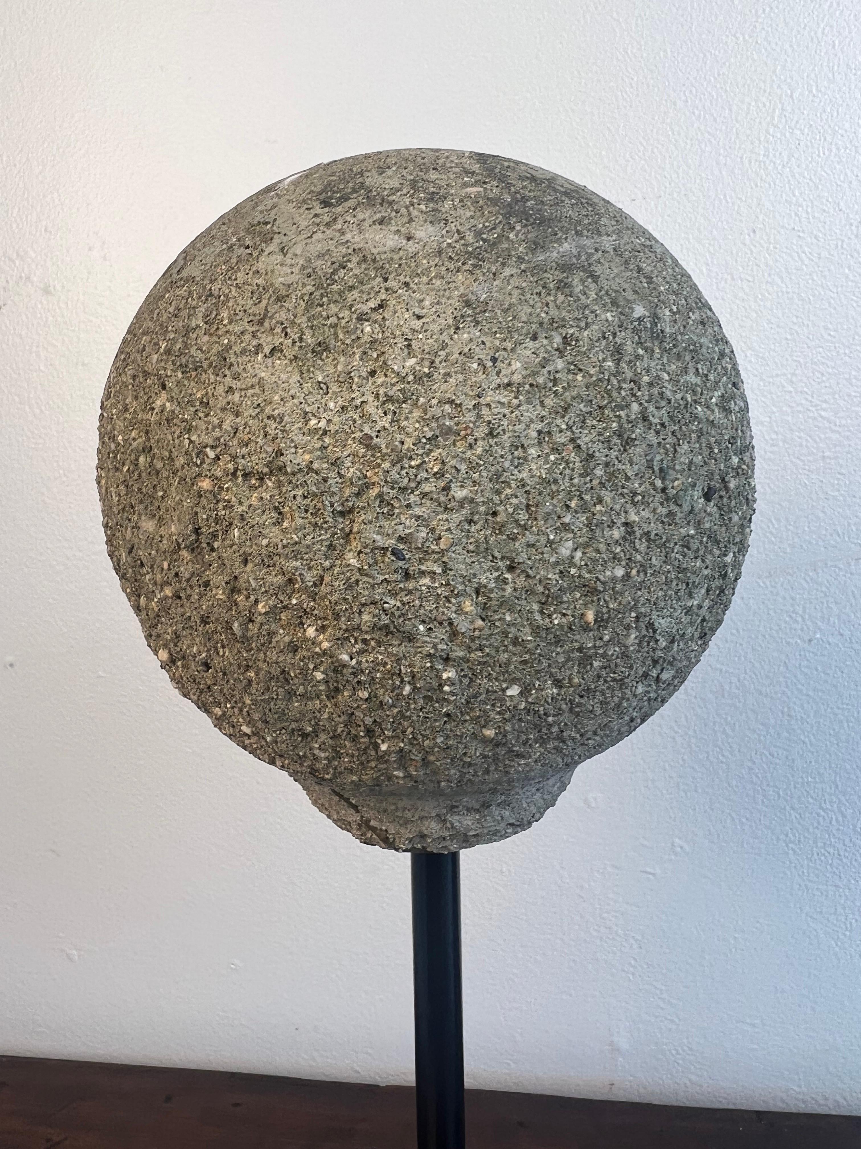 Pair of Mounted Spheres on Iron Bases In Distressed Condition For Sale In Los Angeles, CA