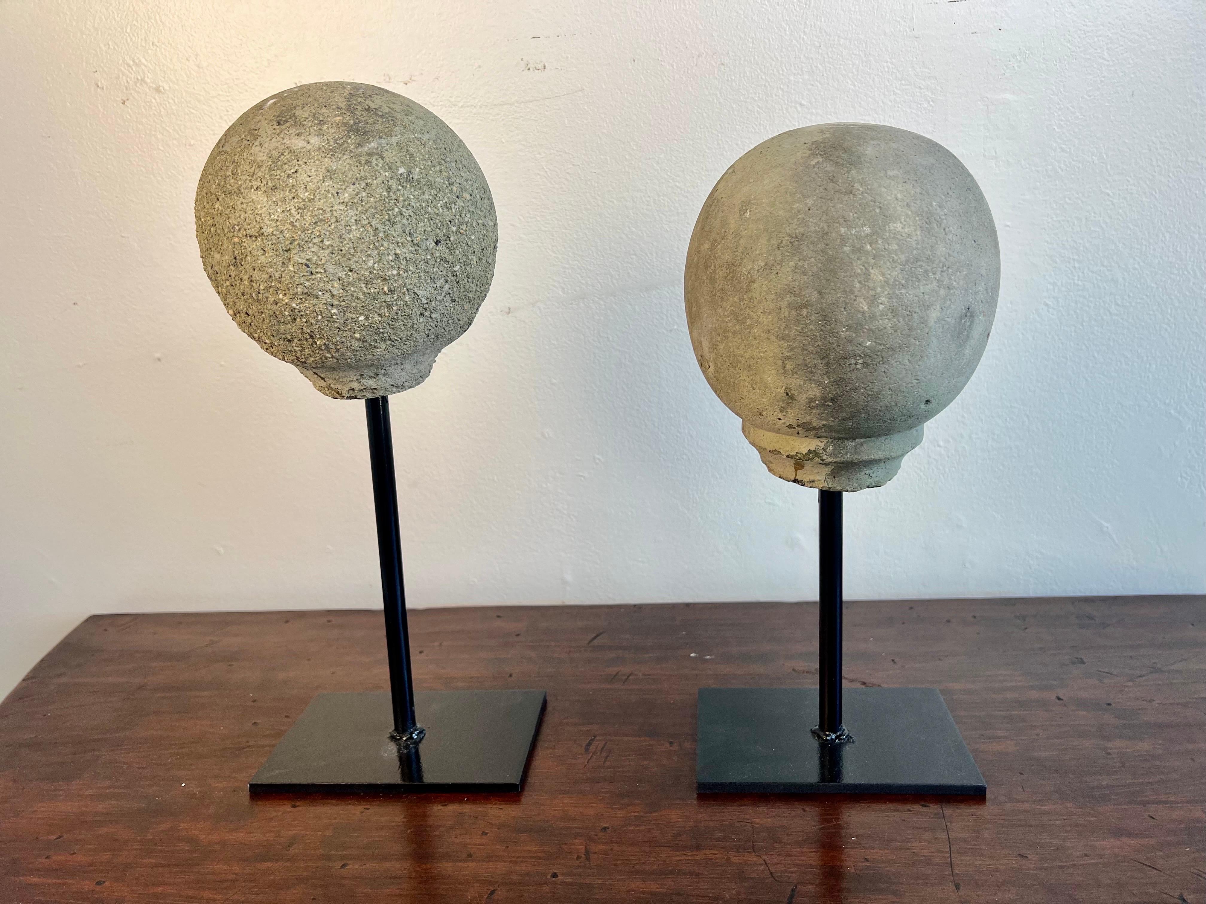Pair of Mounted Spheres on Iron Bases For Sale 1