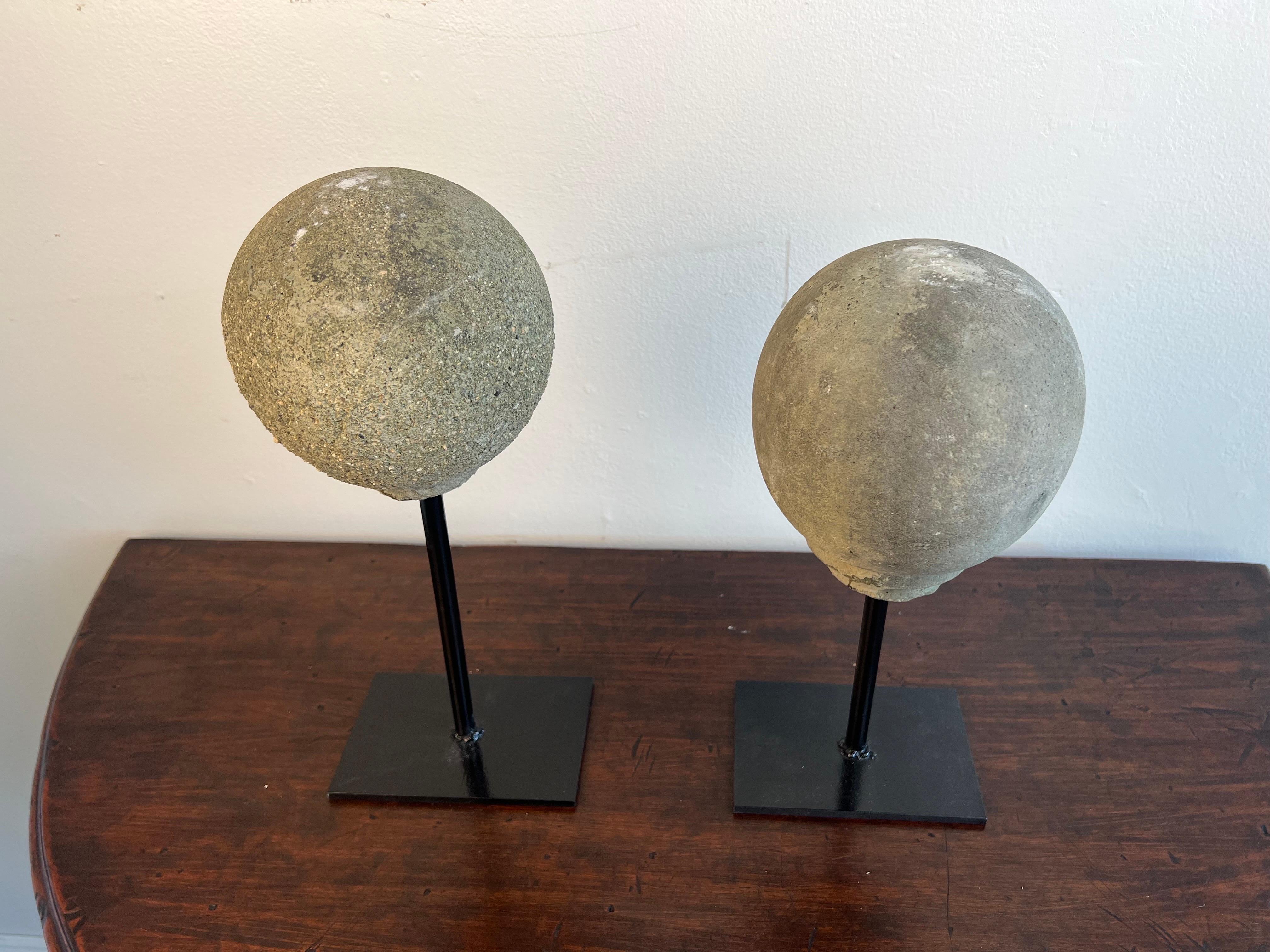 Pair of Mounted Spheres on Iron Bases For Sale 2