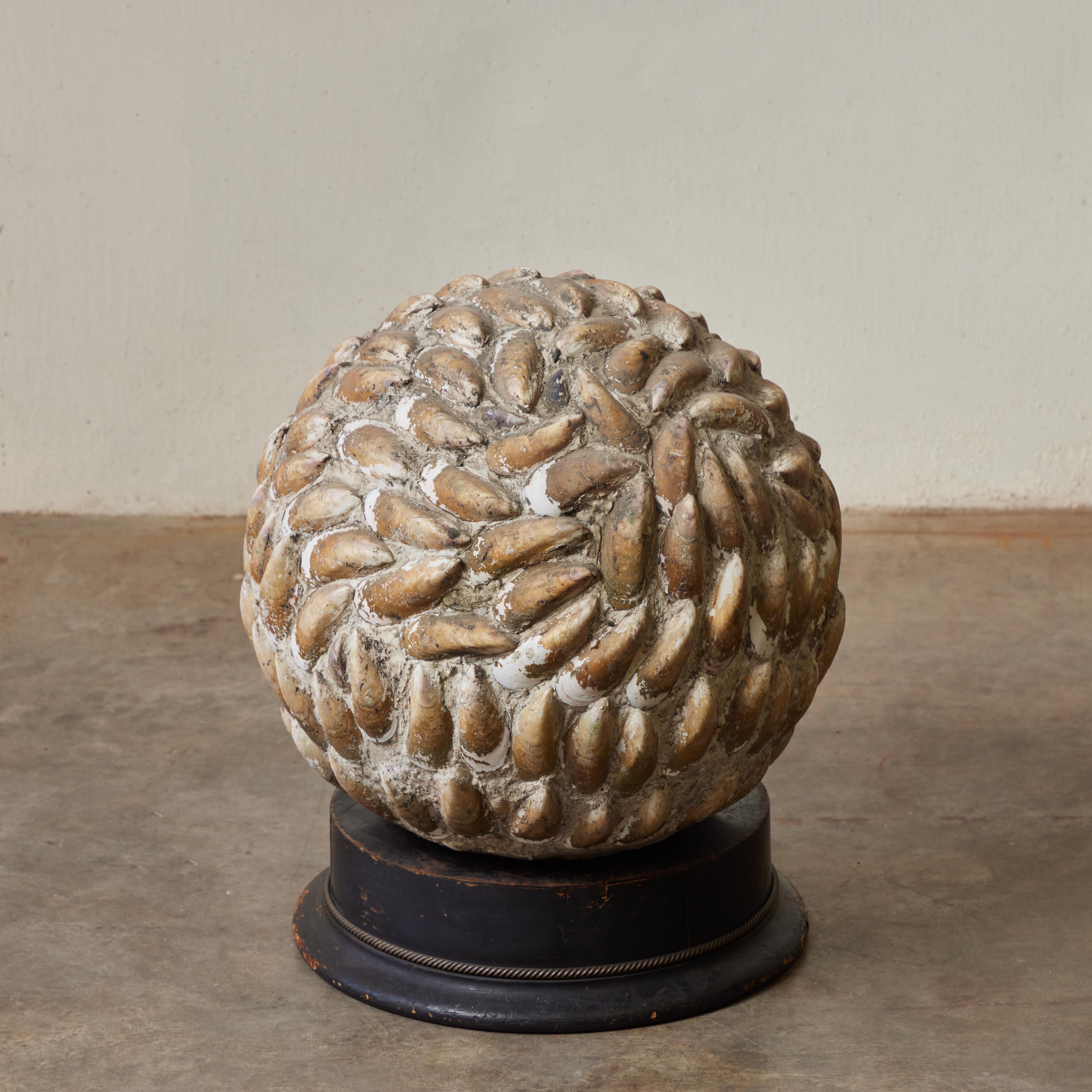 English Pair of Mounted Spherical Shell Sculptures For Sale