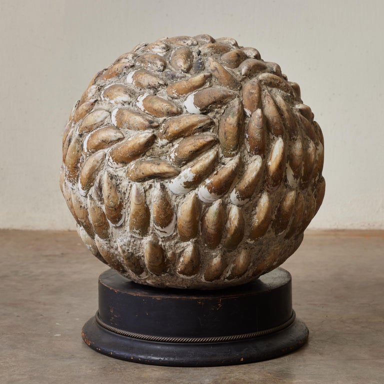 Pair of Mounted Spherical Shell Sculptures For Sale at 1stDibs