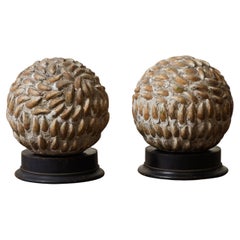 Used Pair of Mounted Spherical Shell Sculptures