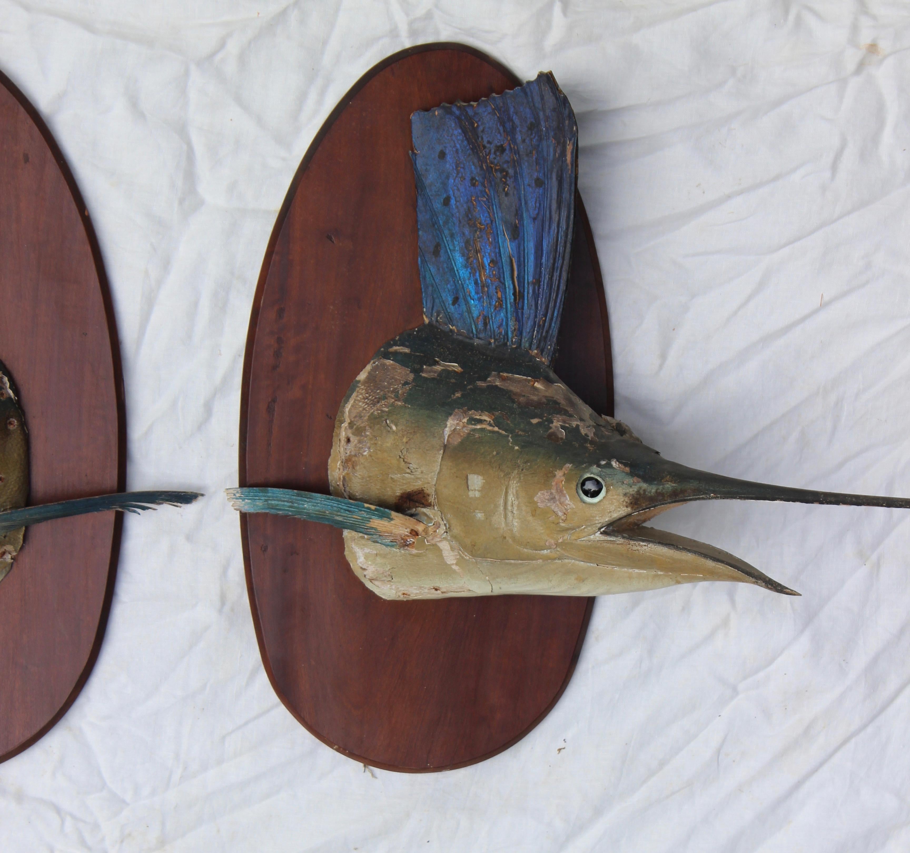 Pair of Mounted Swordfish Sculptures In Good Condition In East Hampton, NY