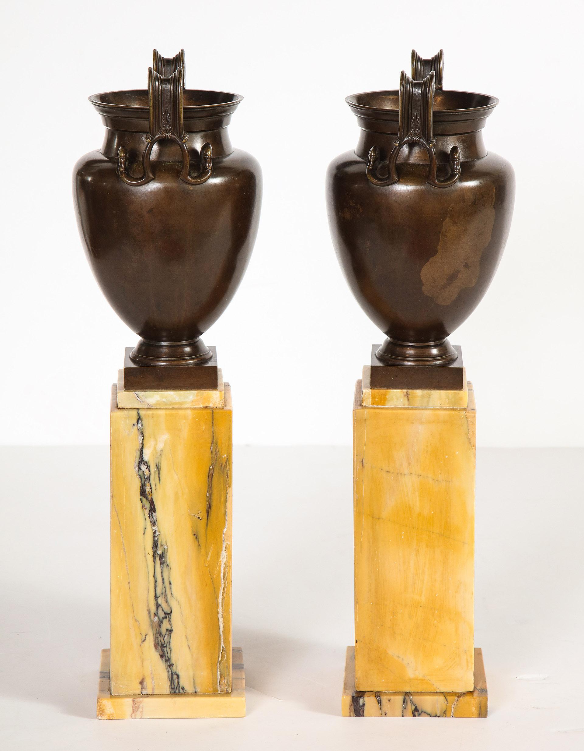 19th Century Pair of Mounted Urns For Sale